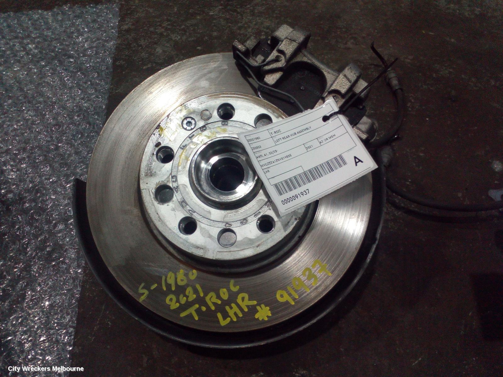 VOLKSWAGEN T-ROC LEFT REAR HUB ASSEMBLY, AWD, A1, 03/2020 ONWARDS