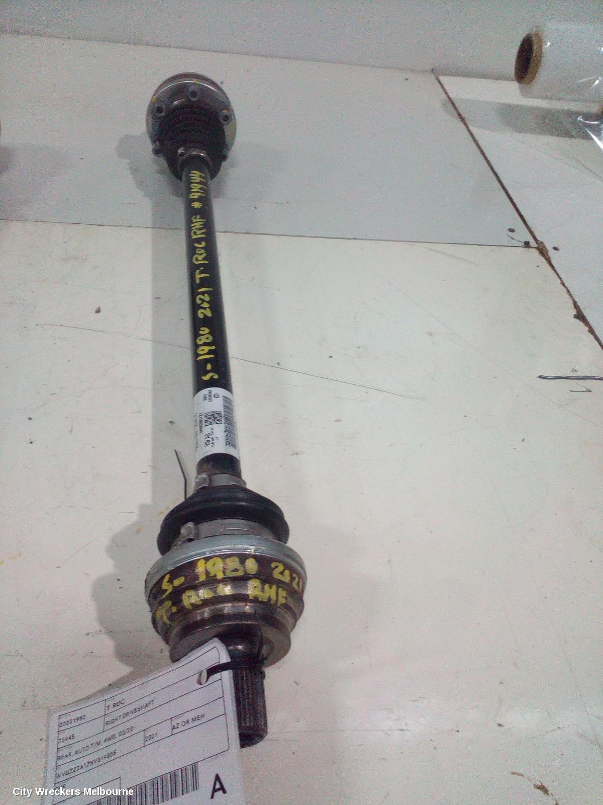 VOLKSWAGEN T-ROC RIGHT DRIVESHAFT, REAR, AUTO T/M, 4WD, 03/2020 ONWARDS