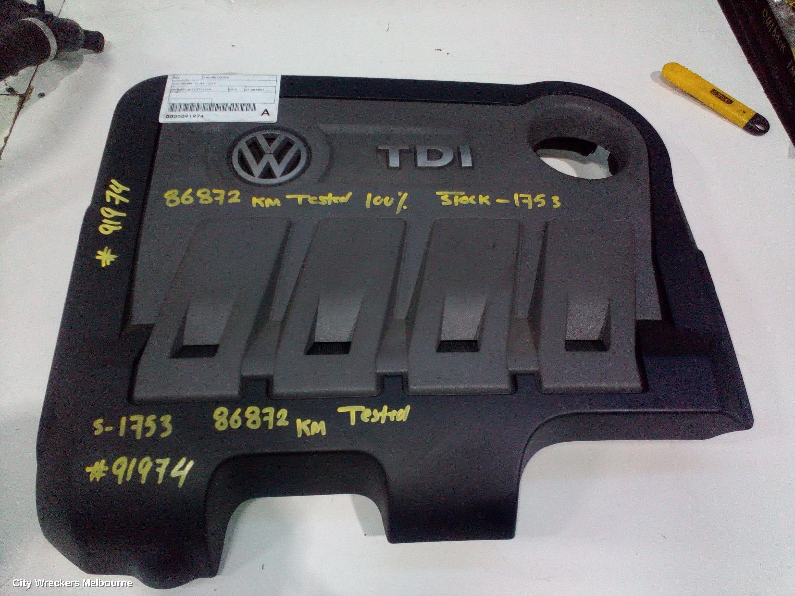 VOLKSWAGEN PASSAT ENGINE COVER, 3CC, SEDAN, 08/2008 - 12/2016