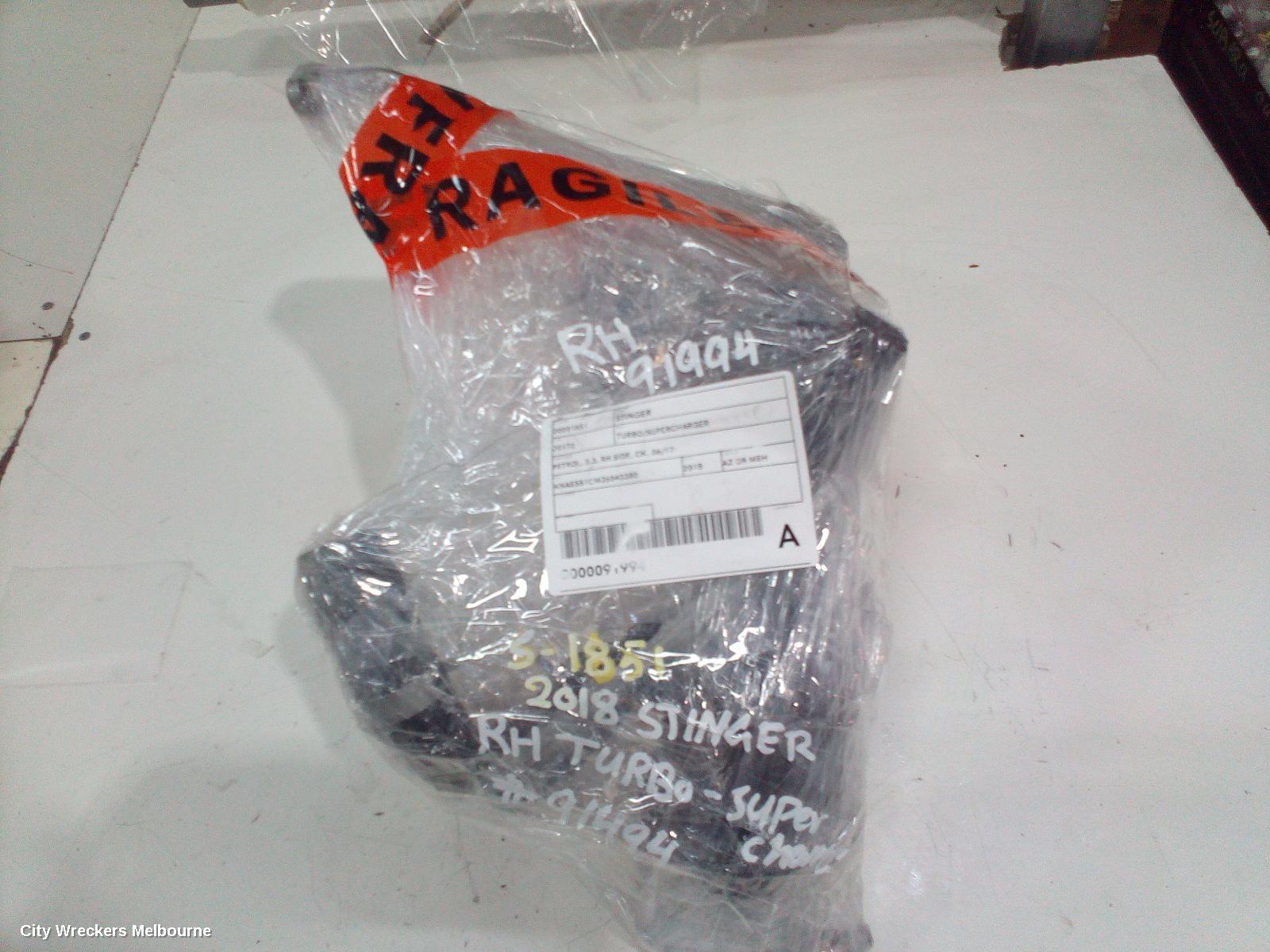 KIA STINGER TURBO SUPERCHARGER, PETROL, 3.3, RH SIDE, CK, 06/2017 ONWARDS