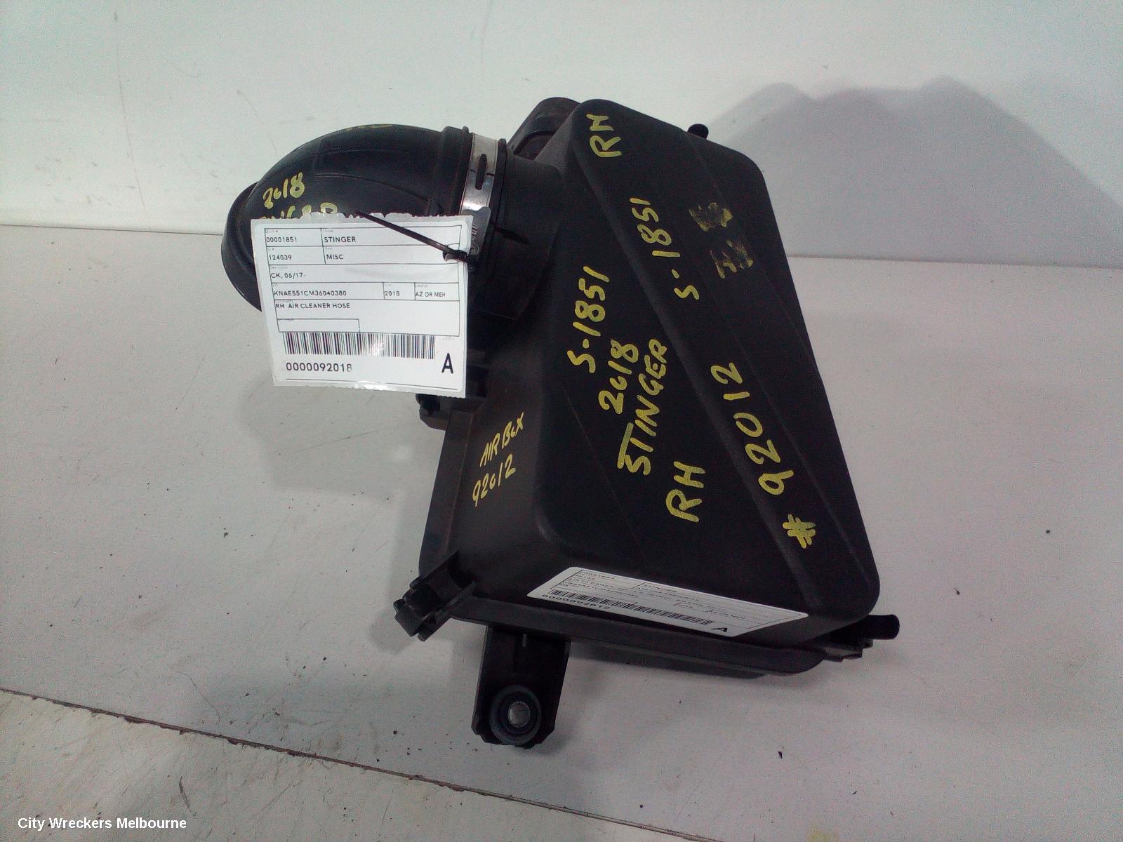 KIA STINGER AIR CLEANER/BOX, AIR CLEANER, CK, 3.3, PETROL, RH SIDE, 06/2017 ONWARDS