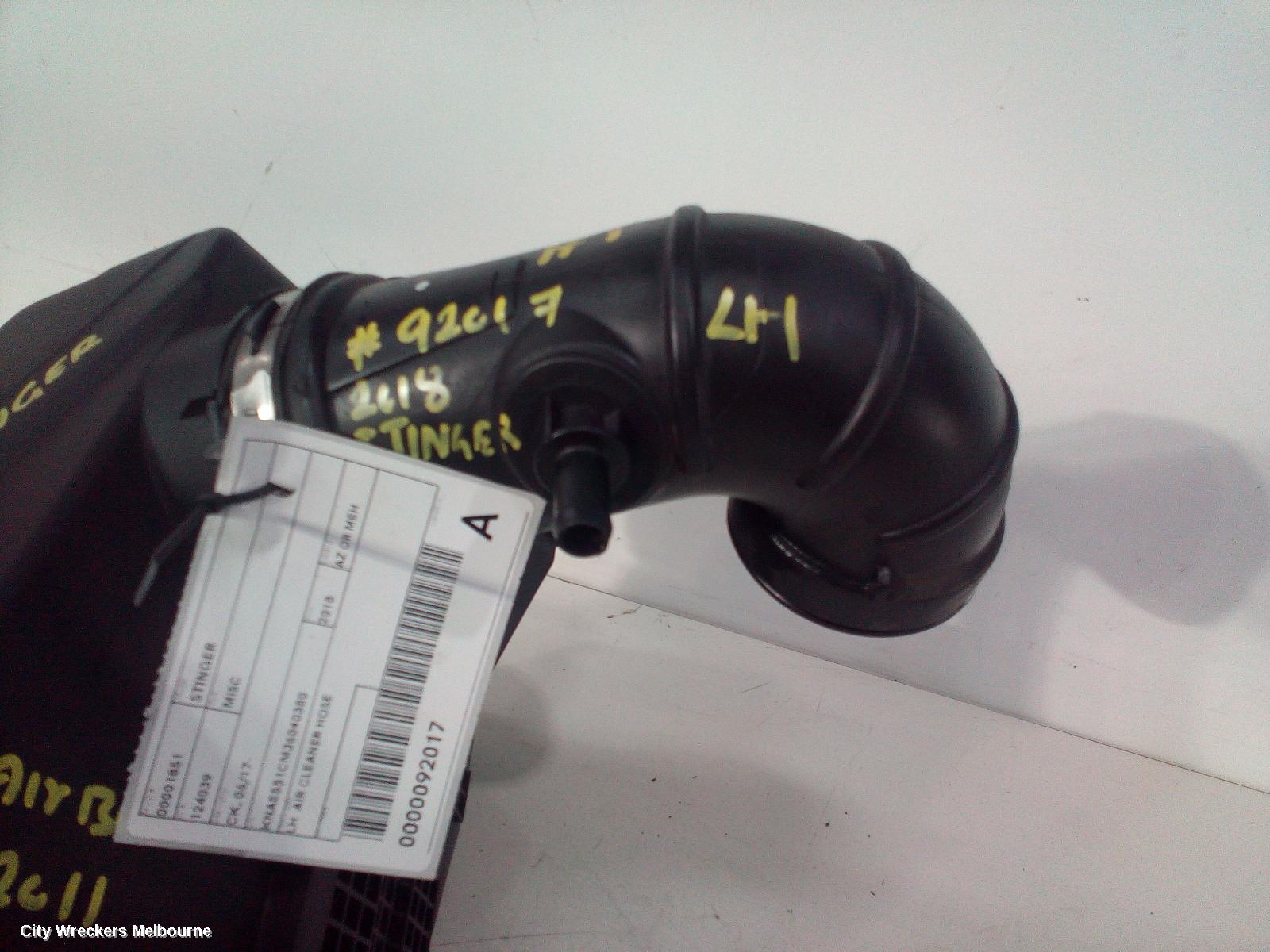 KIA STINGER, CK, 06/2017 - 04/2023, LH  AIR CLEANER HOSE: 92017