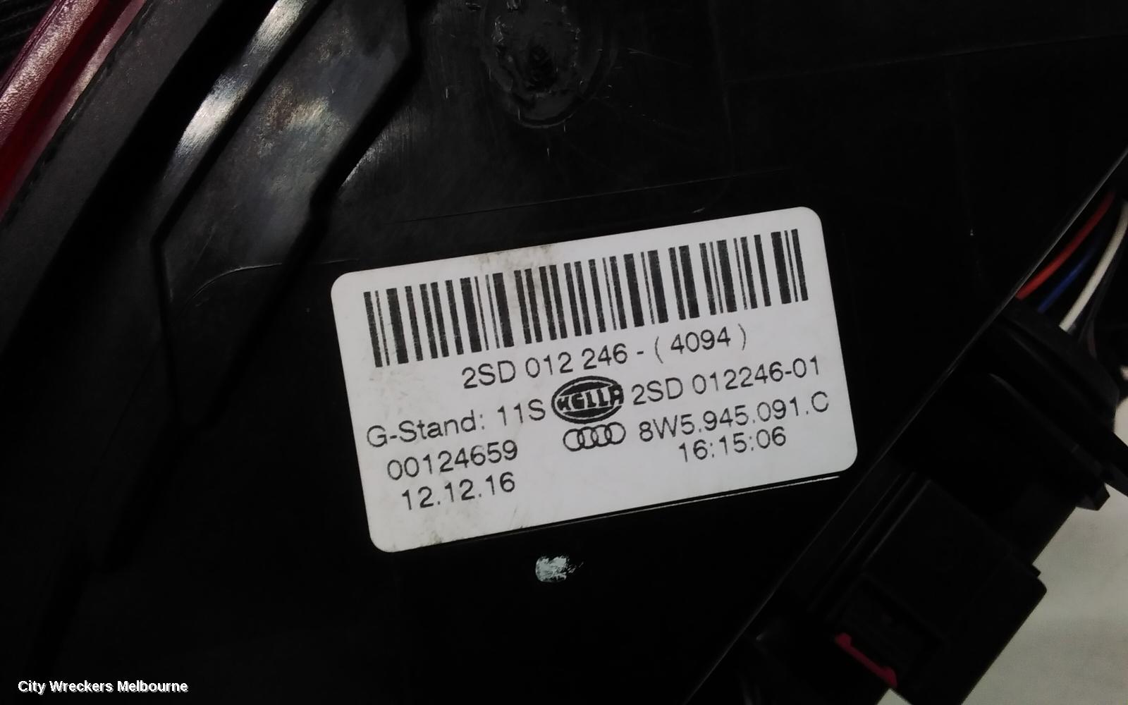 AUDI A4 LEFT TAILLIGHT, B9 8W, SEDAN, 10/2015 - 11/2020