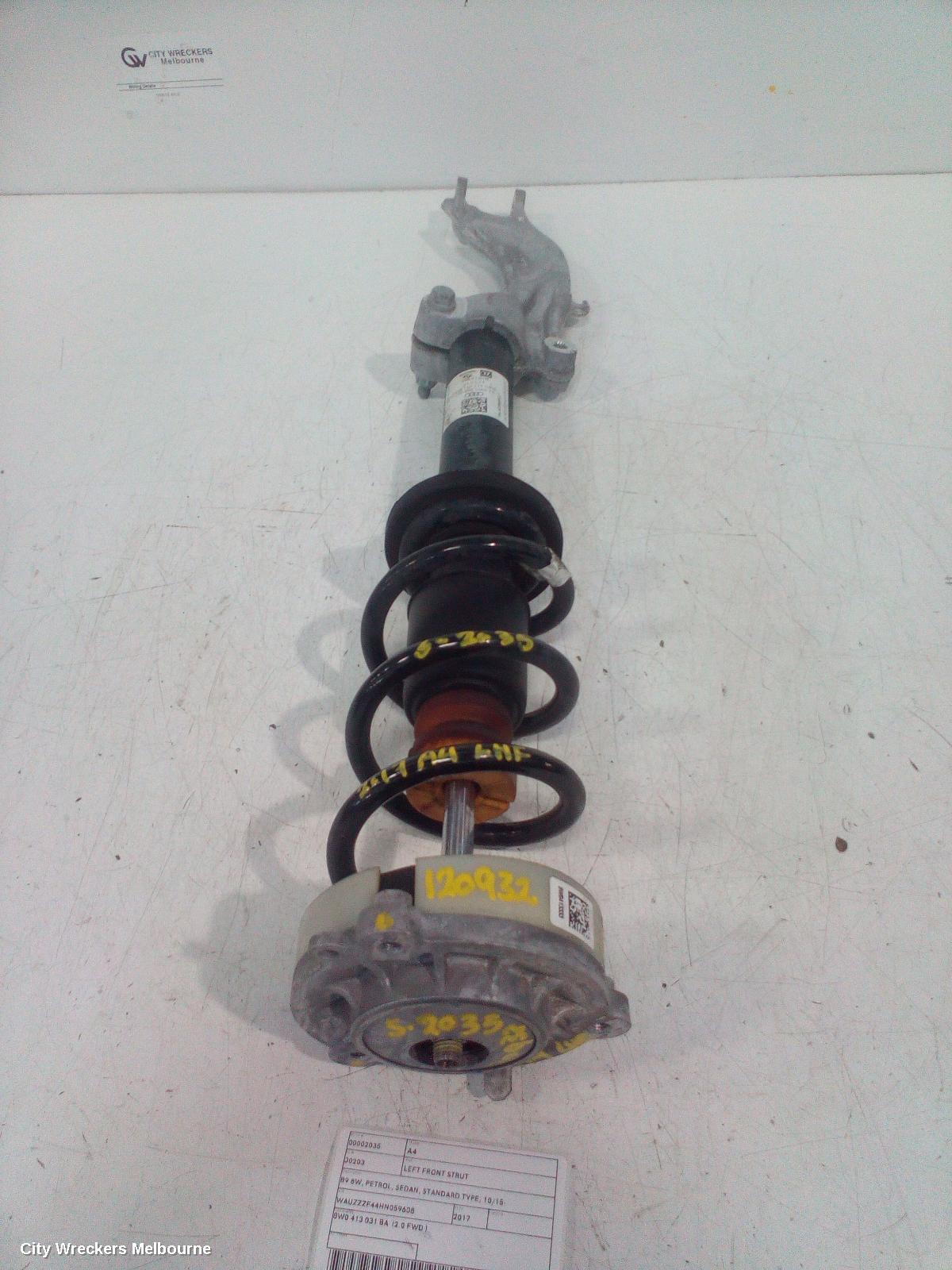 AUDI A4 LEFT FRONT STRUT, B9 8W, PETROL, SEDAN, STANDARD TYPE, 10/2015 ONWARDS