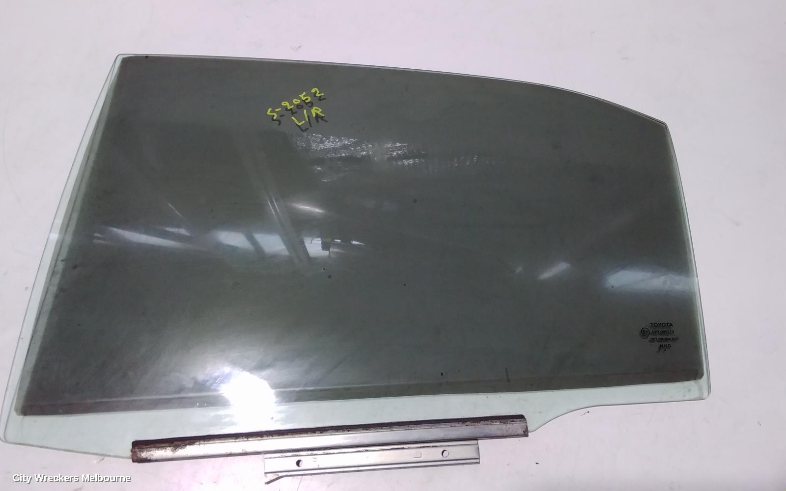 TOYOTA AURION LEFT REAR DOOR WINDOW, GSV40R, 10/2006 - 03/2012