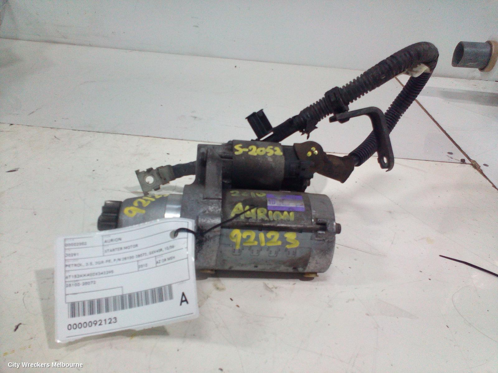 TOYOTA AURION STARTER, PETROL, 3.5, 2GR-FE, P/N 28100-28072, GSV40R, 10/2006 - 03/2012