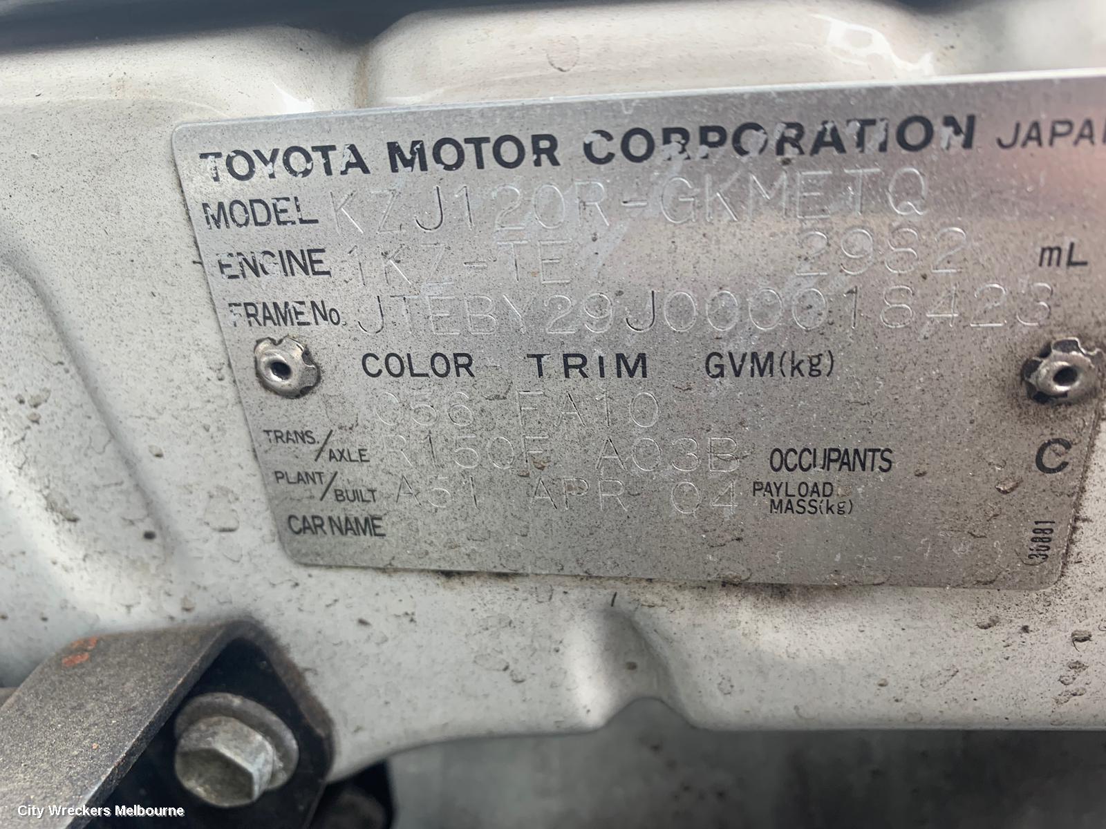 TOYOTA PRADO AXLE, 120 SERIES, LH REAR, ABS TYPE, 02/2003 - 10/2009