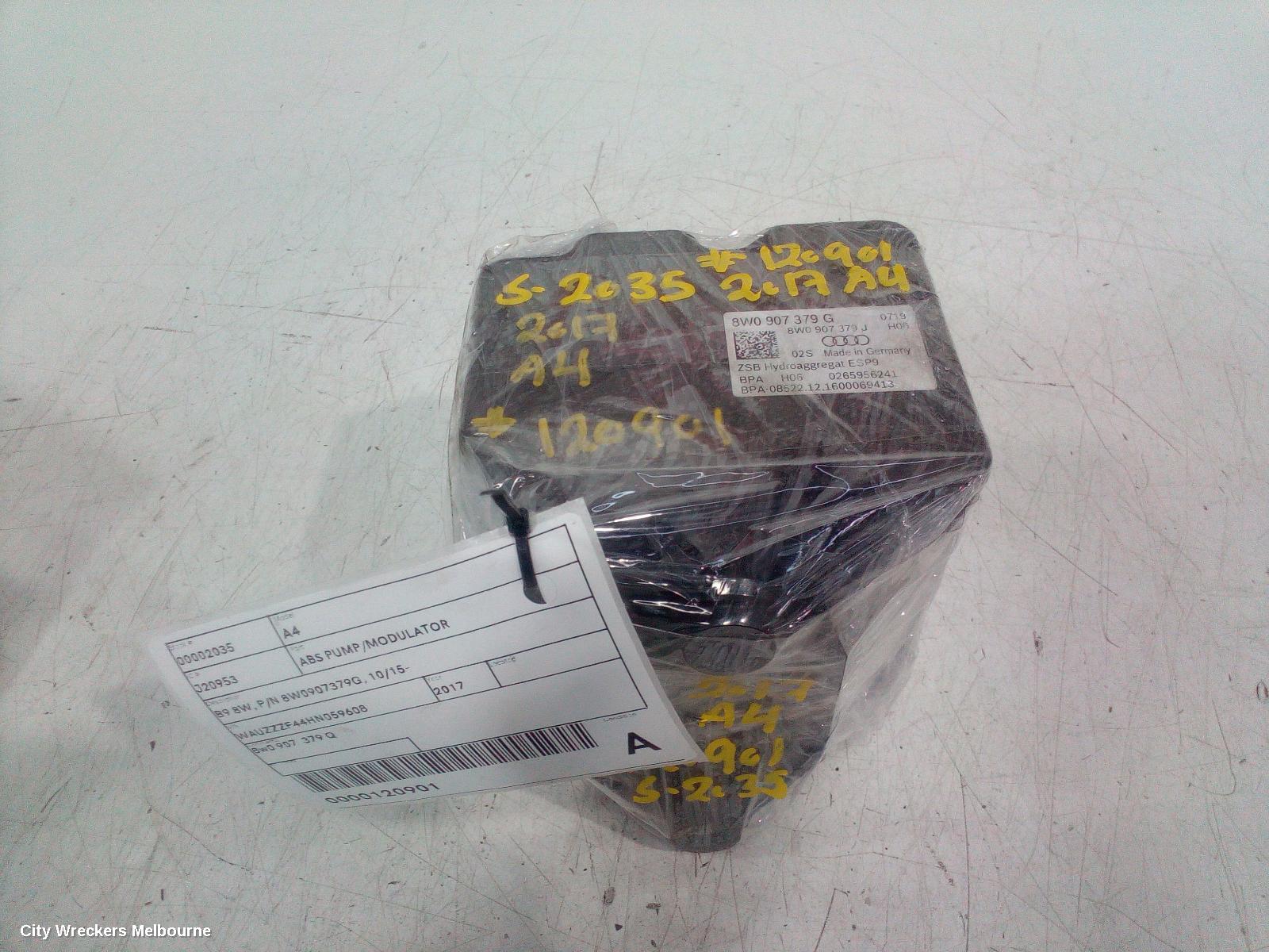 AUDI A4 ABS PUMP/MODULATOR, B9 8W, P/N 8W0907379G, 10/2015 ONWARDS
