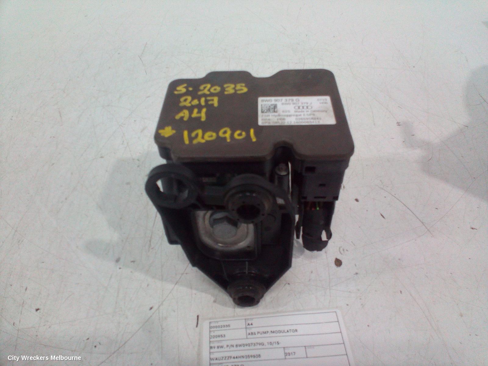 AUDI A4 ABS PUMP/MODULATOR, B9 8W, P/N 8W0907379G, 10/2015 ONWARDS