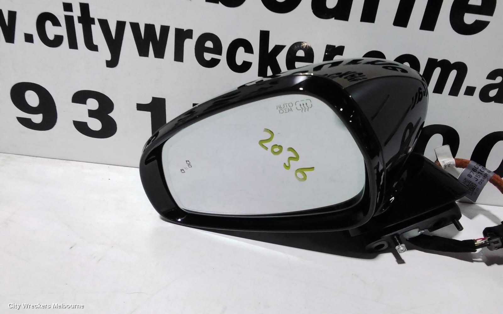 KIA STINGER LEFT DOOR MIRROR, CK, GT/GT-LINE, W/ ELECTROCHROMIC, 10 PIN TYPE, DARK CHROME, 06/2017 - 04/2023