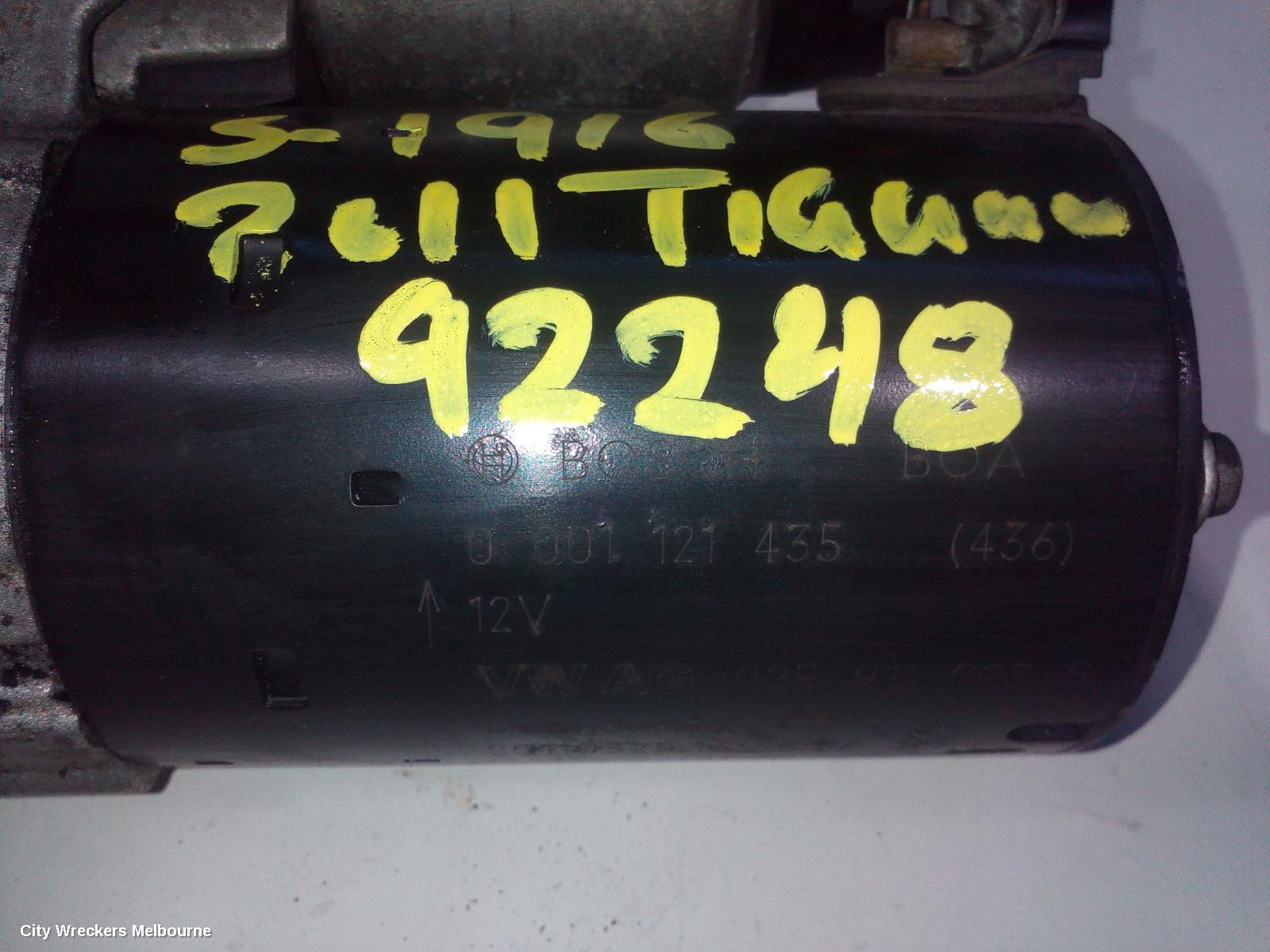 VOLKSWAGEN TIGUAN STARTER, PETROL, 2.0, 5N, CAWA/CCZC/CCZD/CAWB CODE, 05/2008 - 08/2016