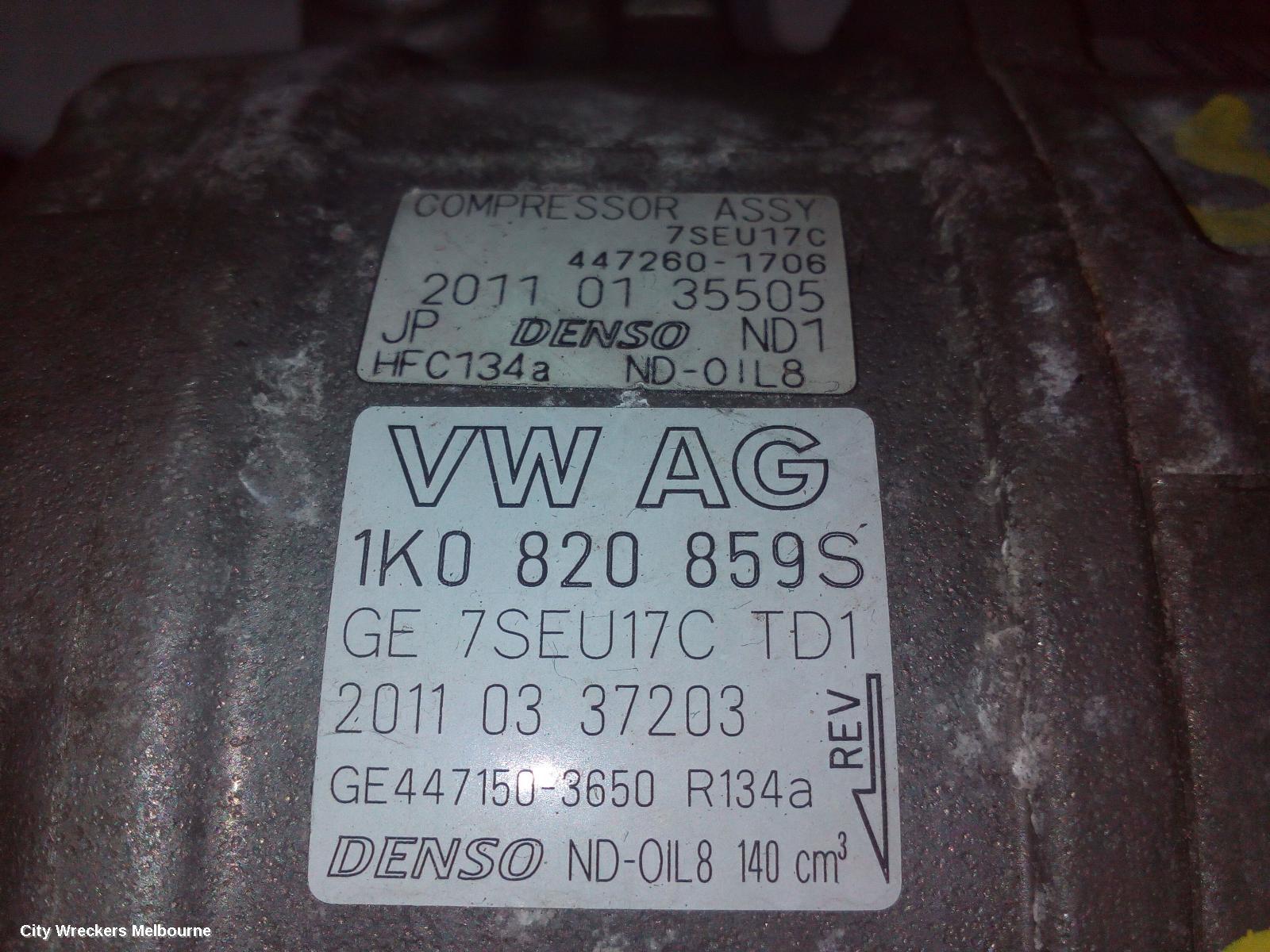 VOLKSWAGEN TIGUAN A/C COMPRESSOR, 5N, PETROL, DENSO BRAND (7SEU17C), 05/2008 - 08/2016