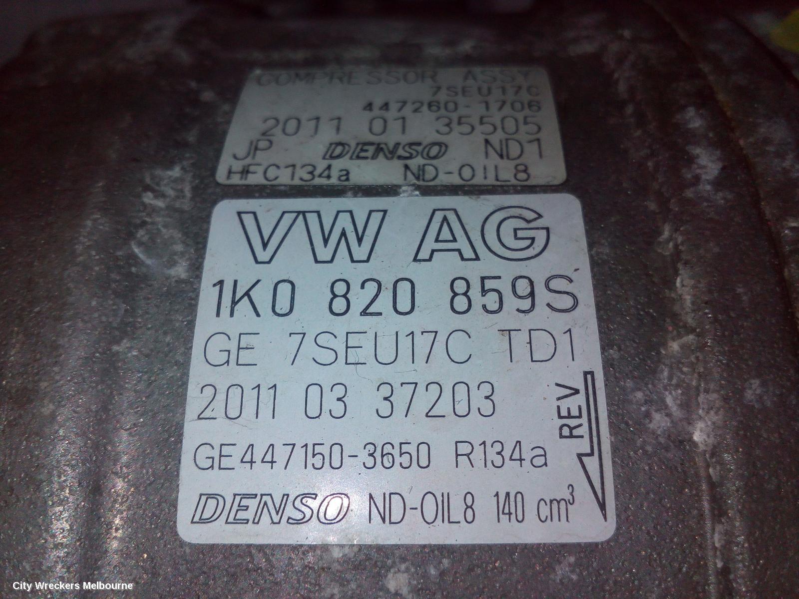 VOLKSWAGEN TIGUAN A/C COMPRESSOR, 5N, PETROL, DENSO BRAND (7SEU17C), 05/2008 - 08/2016