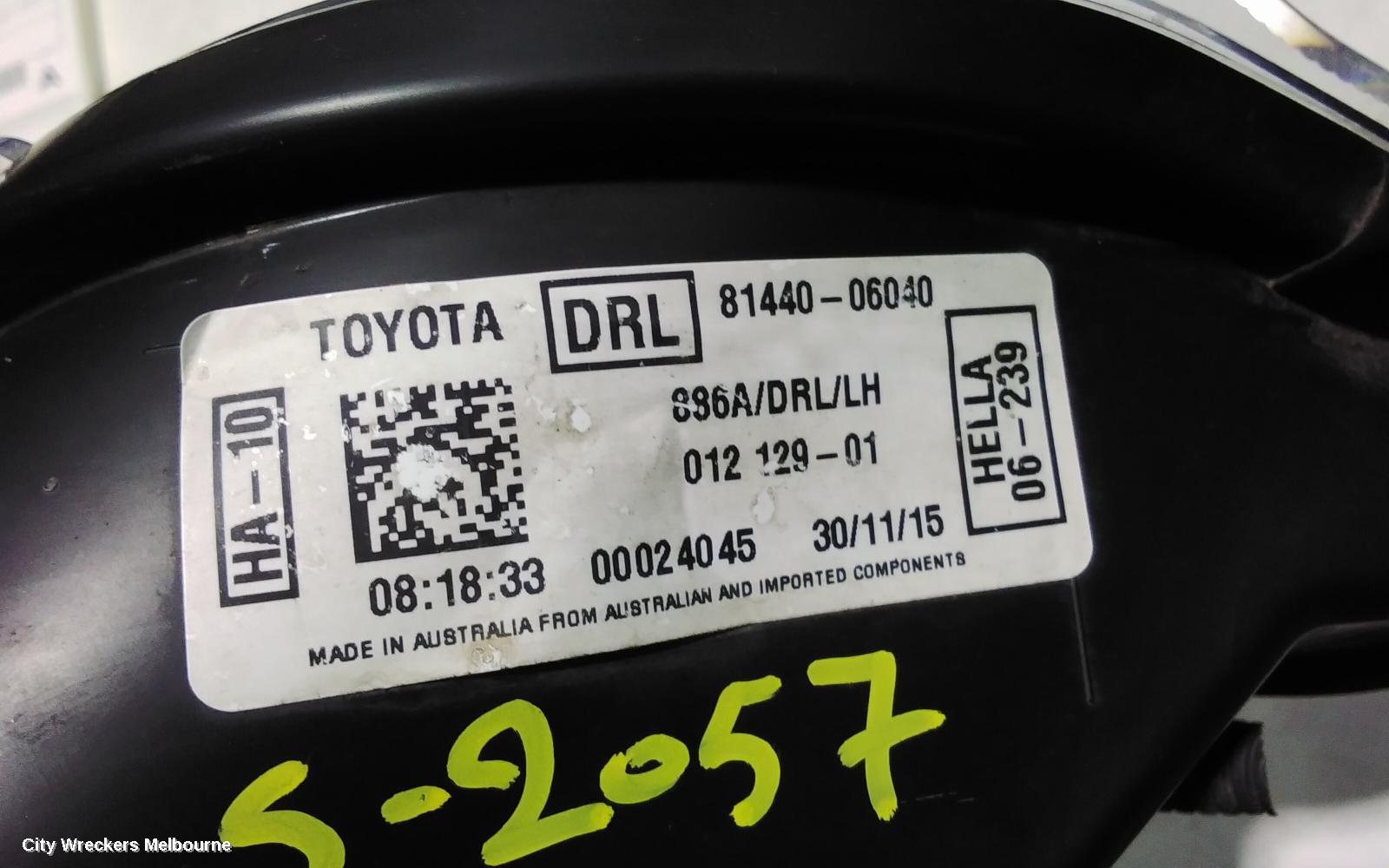 TOYOTA CAMRY LEFT INDICATOR/FOG/SIDE, BUMPER FLASHER, ASV50/AVV50, 05/2015 - 10/2017