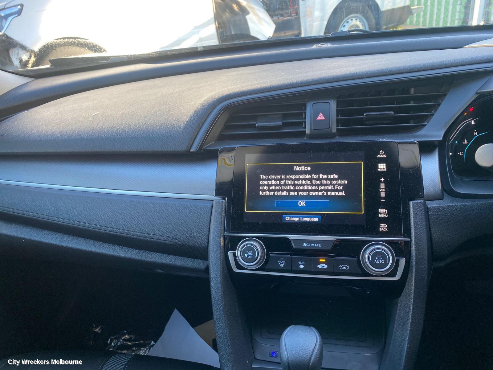 HONDA CIVIC RADIO/CD/DVD/SAT/TV, 7IN TOUCHSCREEN (NON SAT NAV TYPE), 10TH GEN, 05/2016 - 08/2021