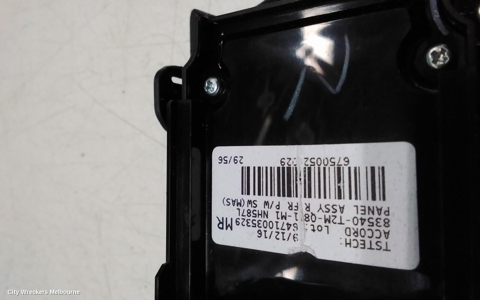 HONDA ACCORD PWR DR WIND SWITCH, RH FRONT (MASTER SWITCH), 9TH GEN, VTI-L/V6L, 05/2013 - 08/2019