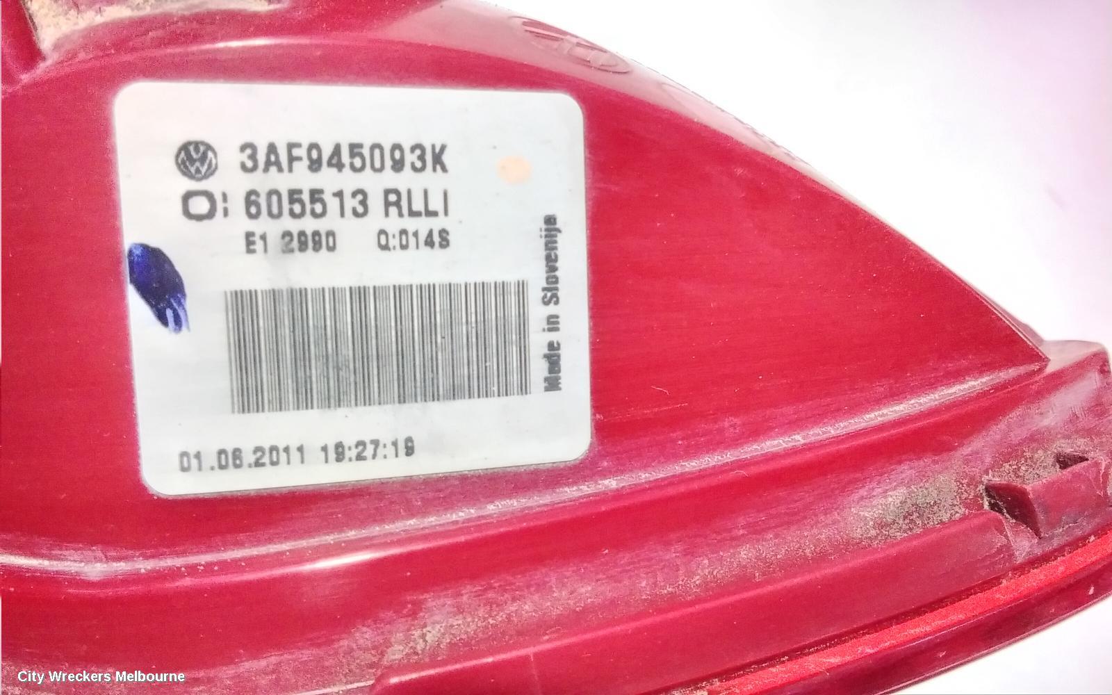 VOLKSWAGEN PASSAT REAR GARNISH, TAILGATE LAMP (LH SIDE), NON LED TYPE, 3C/MK6 B7, WAGON, 09/2010 - 05/2015