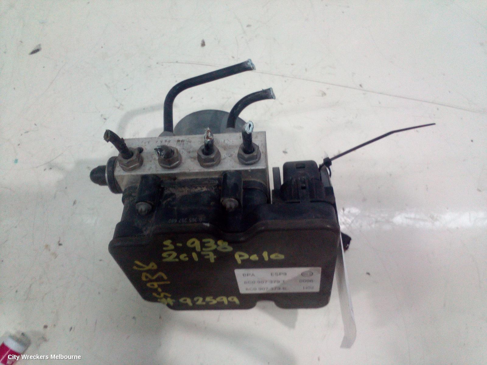 VOLKSWAGEN POLO ABS PUMP/MODULATOR, 6R, P/N 6C0907379K, 05/2014 - 09/2017