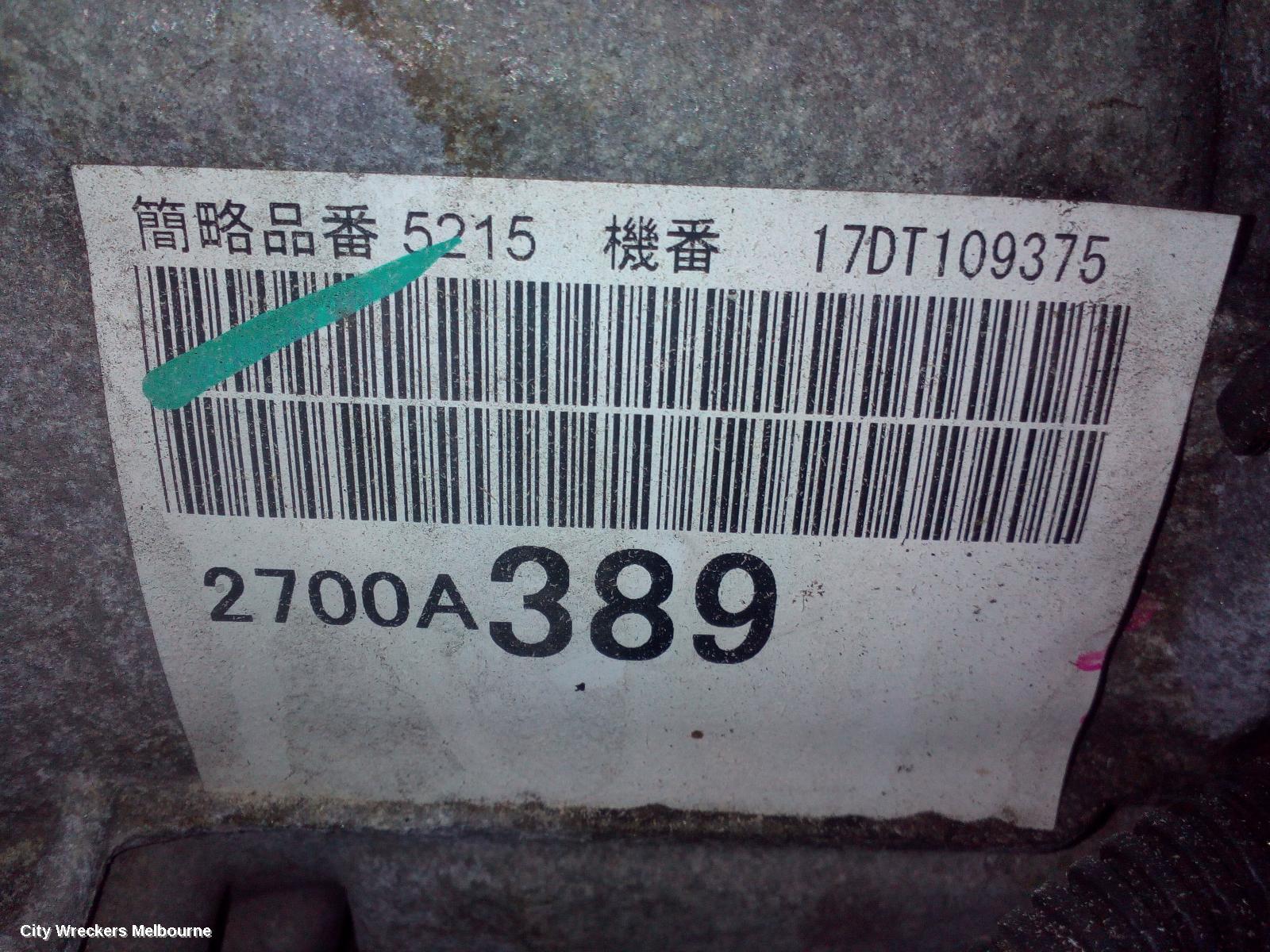 MITSUBISHI TRITON TRANS/GEARBOX, AUTO, 2WD, DIESEL, 2.4, 4N15, 5 SPEED (R5AWF TRANS CODE), MQ, 03/2015 - 10/2018