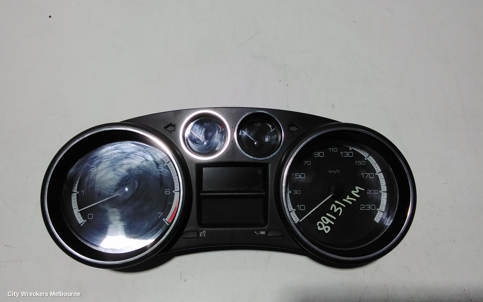PEUGEOT 308 INSTRUMENT CLUSTER, T7, VIN# ...4C5FVA, 09/2007 - 12/2013