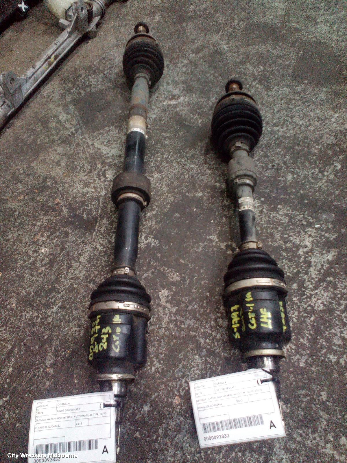 TOYOTA COROLLA LEFT DRIVESHAFT, ZRE182R, HATCH, NON HYBRID, AUTO T/M, 10/2012 - 03/2015