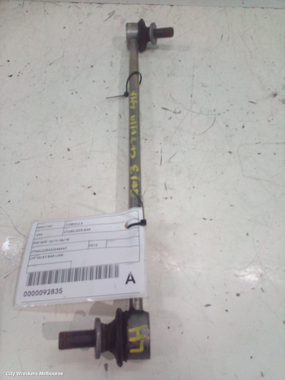 TOYOTA COROLLA STABILISER BAR, ZRE182R 10/2012 - 06/2018