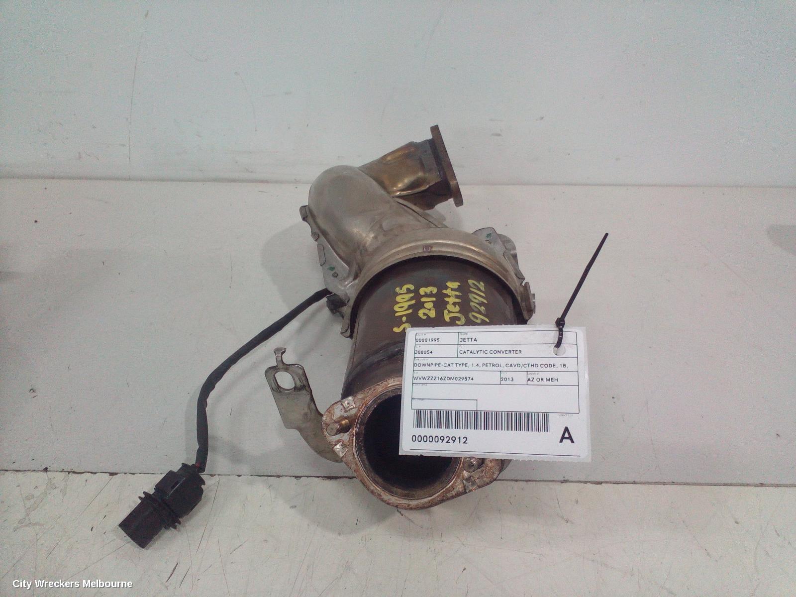 VOLKSWAGEN JETTA CATALYTIC CONVERTER, DOWNPIPE-CAT TYPE, 1.4, PETROL, CAVD/CTHD CODE, 1B, 02/2011 - 12/2017