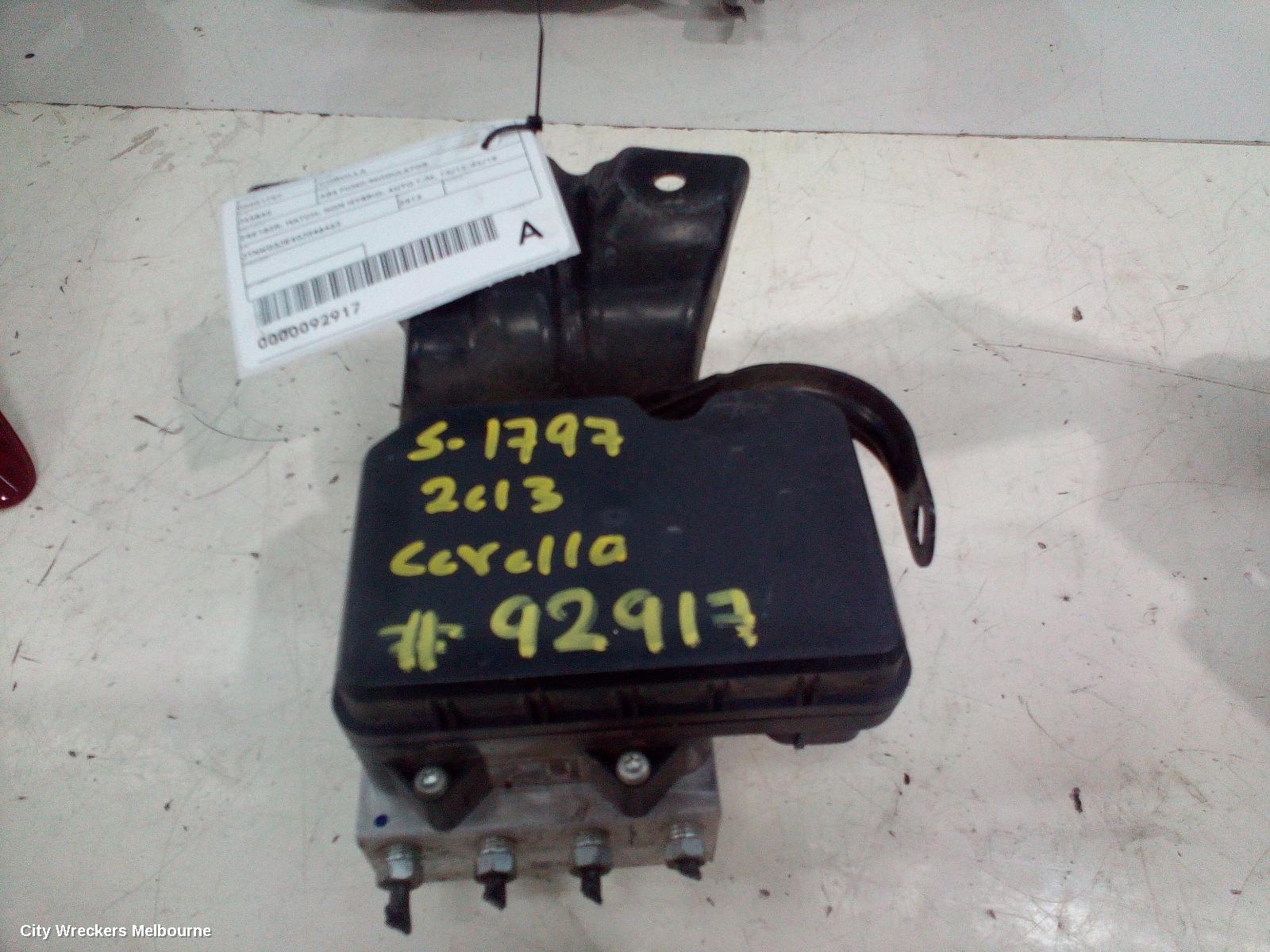 TOYOTA COROLLA ABS PUMP/MODULATOR, ZRE182R, HATCH, NON HYBRID, AUTO T/M, 10/2012 - 03/2015