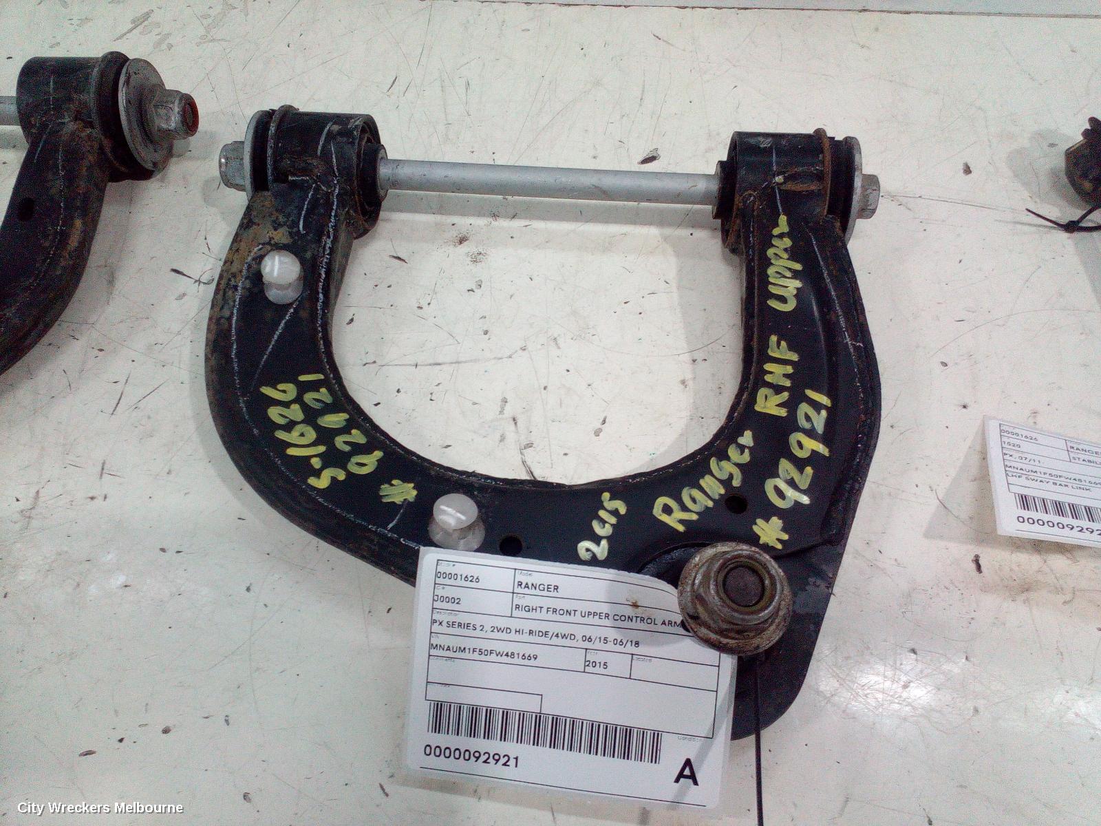 FORD RANGER RIGHT FRONT UPPER CONTROL ARM, PX SERIES 2, 2WD HI-RIDE/4WD, 06/2015 - 06/2018