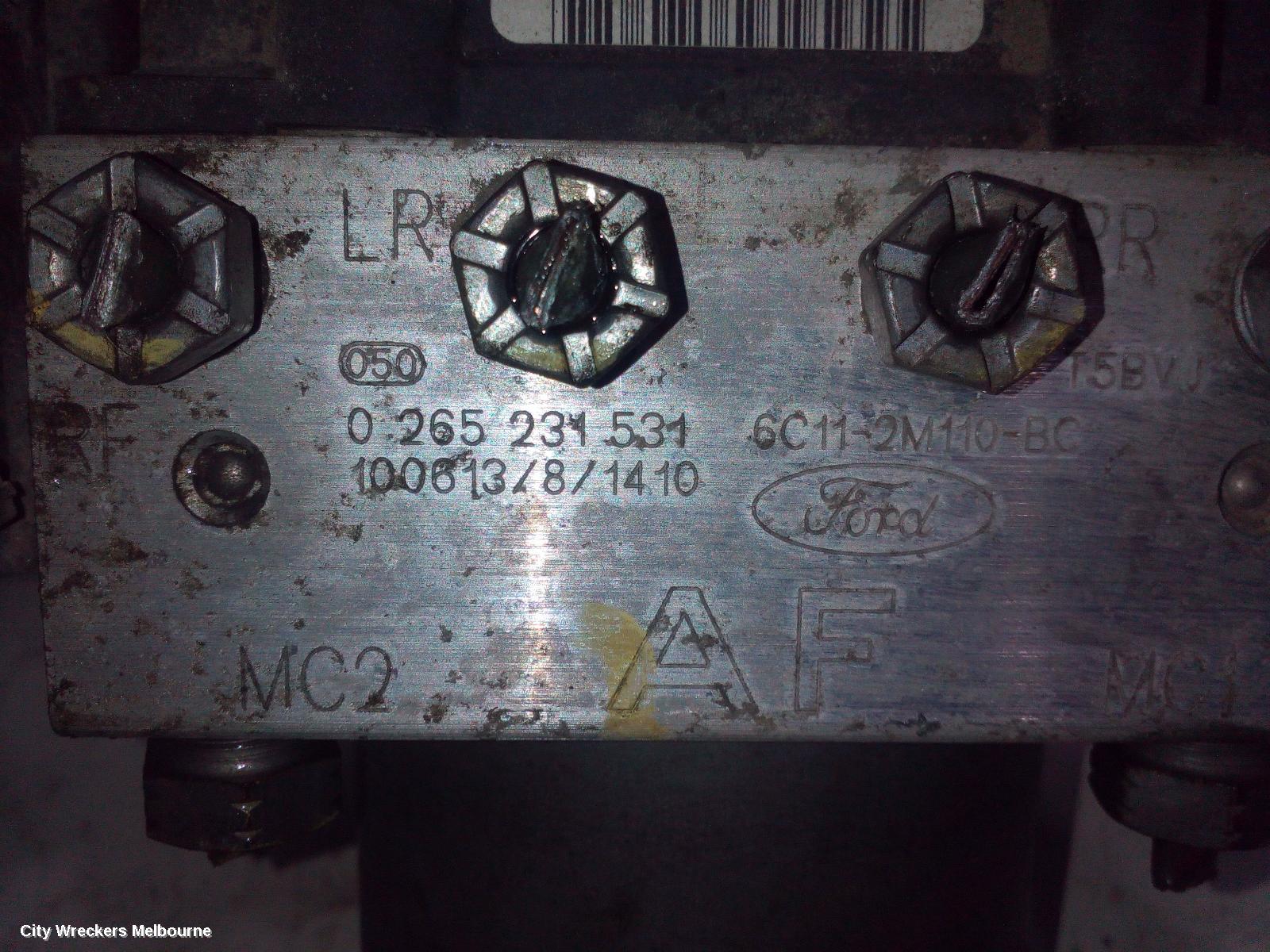 FORD TRANSIT ABS PUMP/MODULATOR, VM, FWD, P/N 6C112M110BC, NON TRACTION CONTROL TYPE, 09/2006 - 02/2014
