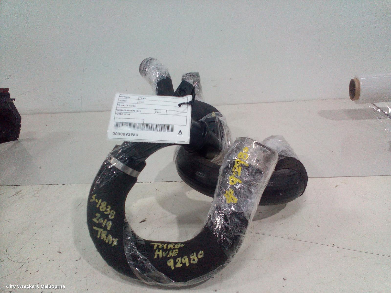 HOLDEN TRAX, TJ, 08/2013 - 12/2020, TURBO HOSE: 92980