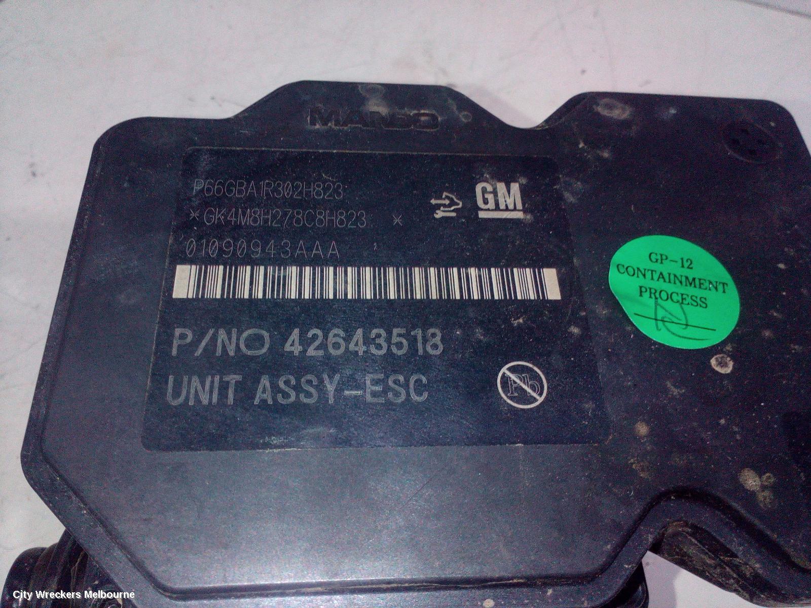 HOLDEN TRAX ABS PUMP/MODULATOR, PN 42643518, TJ SERIES, 08/2013 - 12/2020