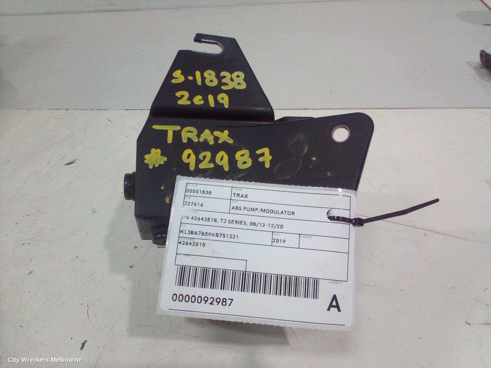 HOLDEN TRAX ABS PUMP/MODULATOR, PN 42643518, TJ SERIES, 08/2013 - 12/2020