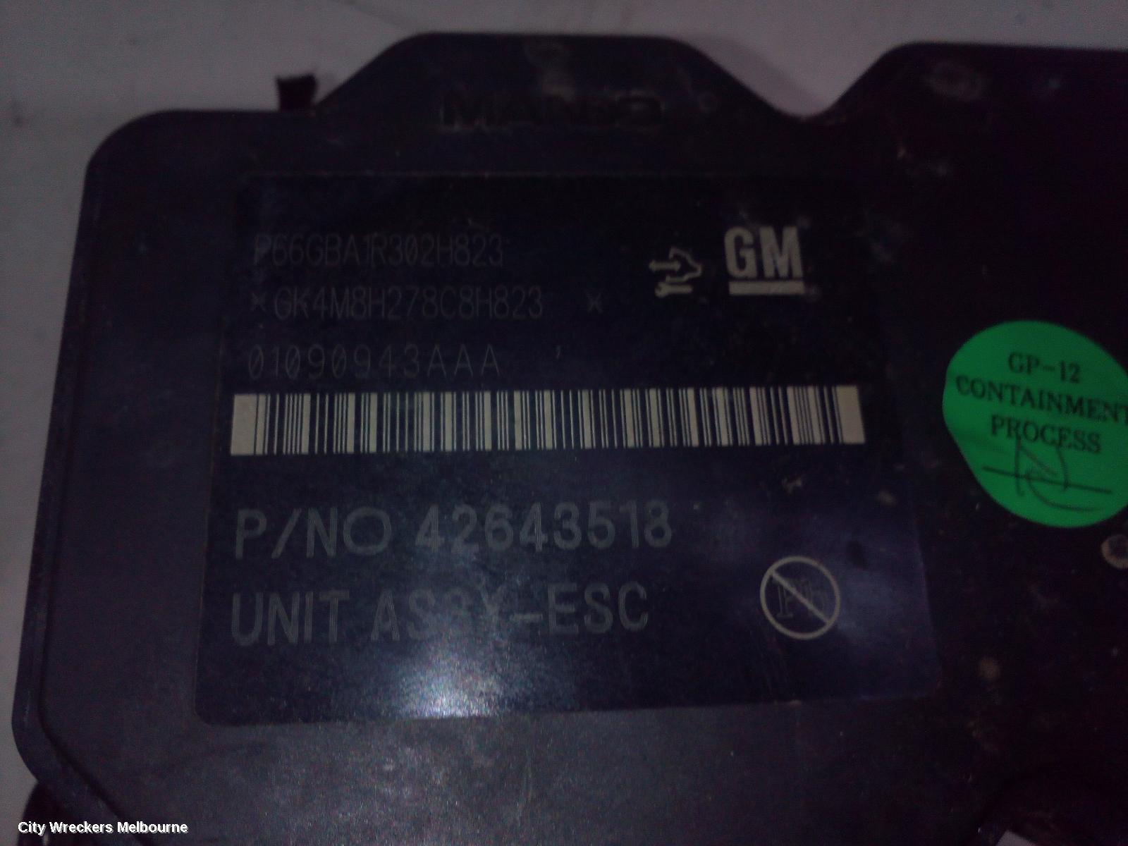 HOLDEN TRAX ABS PUMP/MODULATOR, PN 42643518, TJ SERIES, 08/2013 - 12/2020