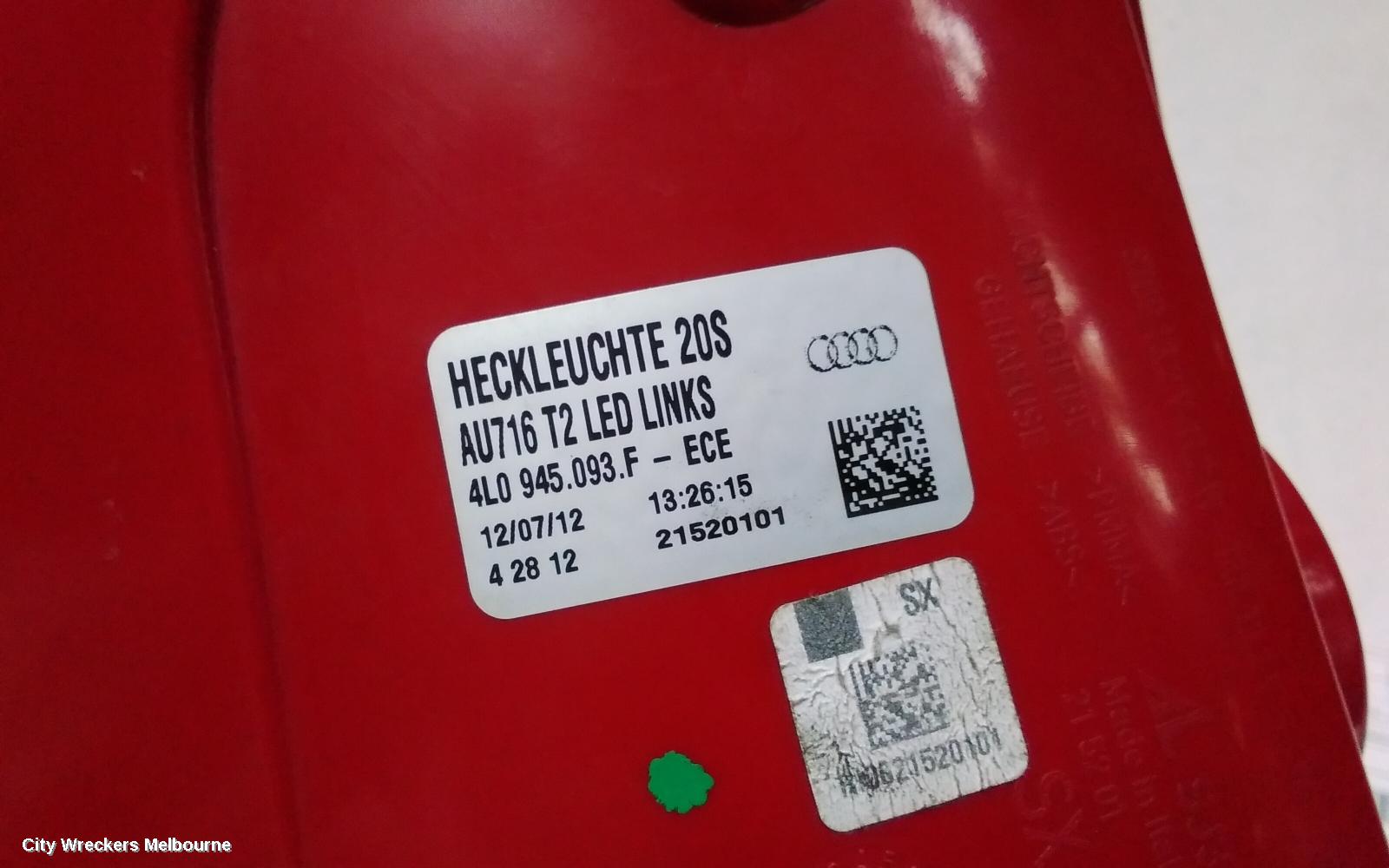 AUDI Q7 LEFT TAILLIGHT, 4L, IN TAILGATE, 10/2009 - 08/2015