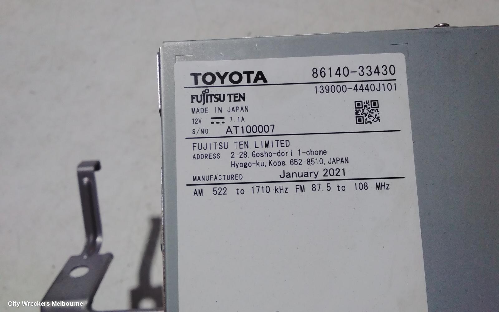 TOYOTA CAMRY RADIO/CD/DVD/SAT/TV, 7IN TOUCHSCREEN, ASCENT, XV70, 09/2017 - 01/2021