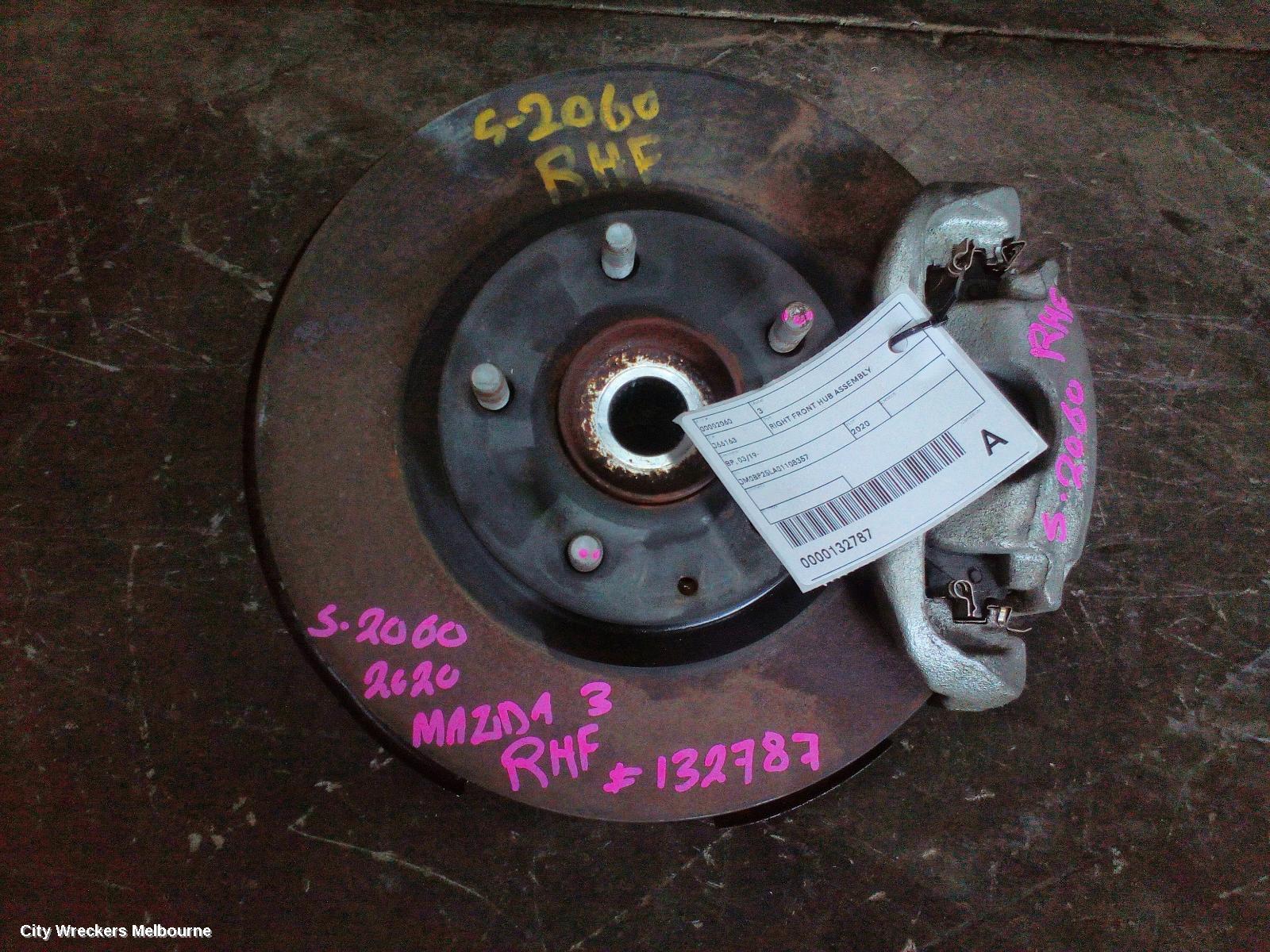 MAZDA 3 RIGHT FRONT HUB ASSEMBLY, BP, 03/2019 ONWARDS