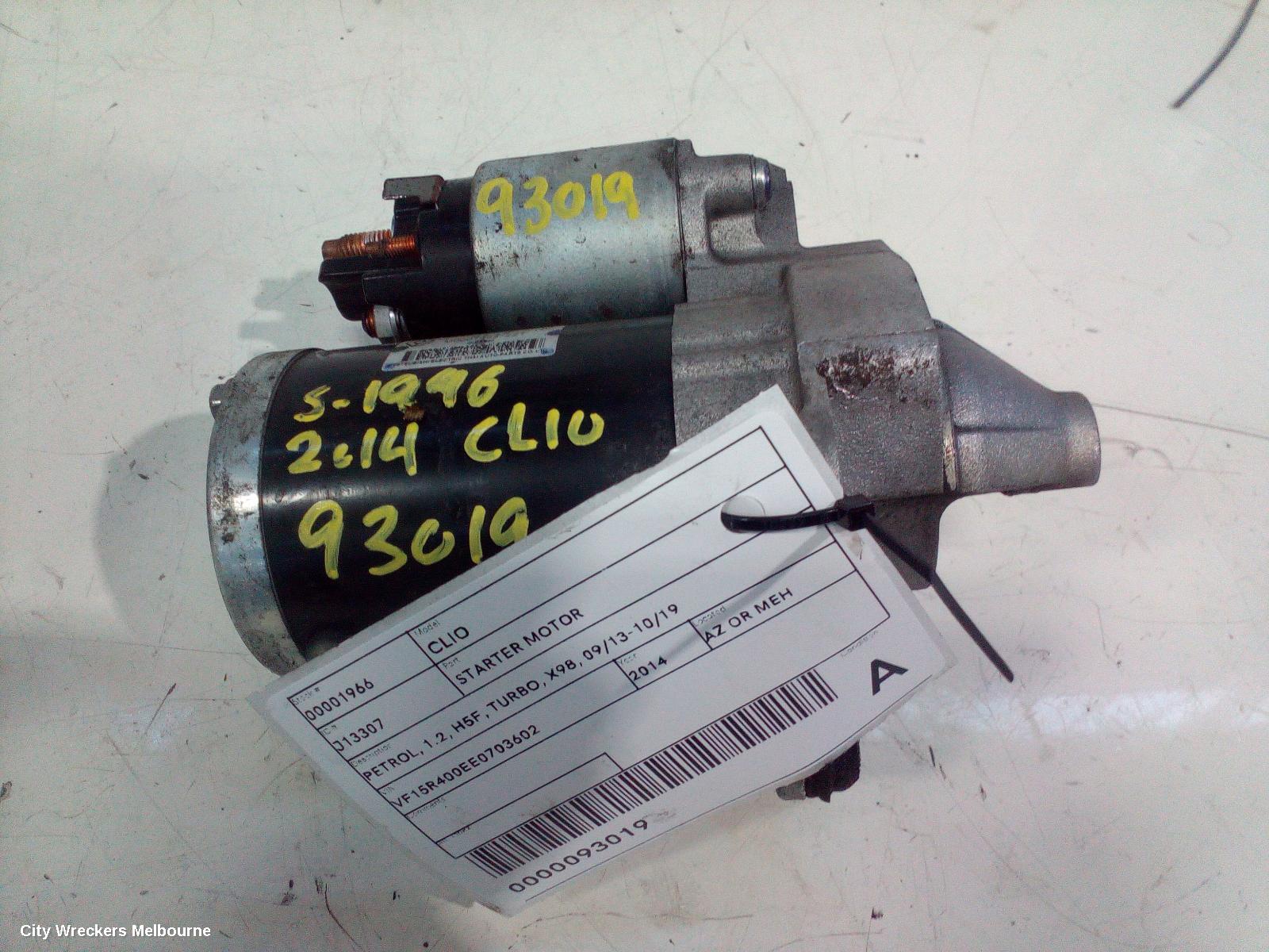 RENAULT CLIO STARTER, PETROL, 1.2, H5F, TURBO, X98, 09/2013 - 10/2019