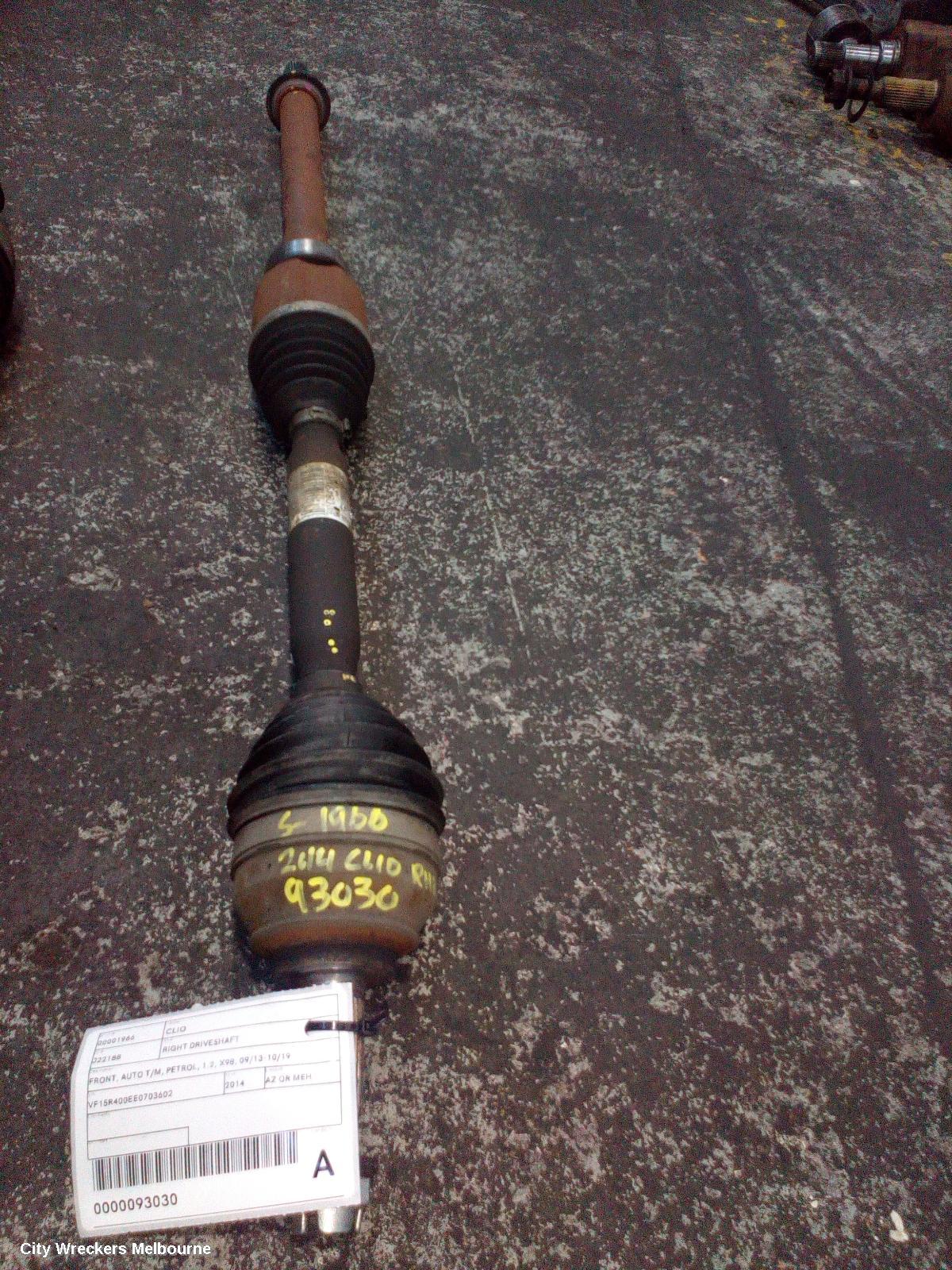 RENAULT CLIO RIGHT DRIVESHAFT, FRONT, AUTO T/M, PETROL, 1.2, X98, 09/2013 - 10/2019