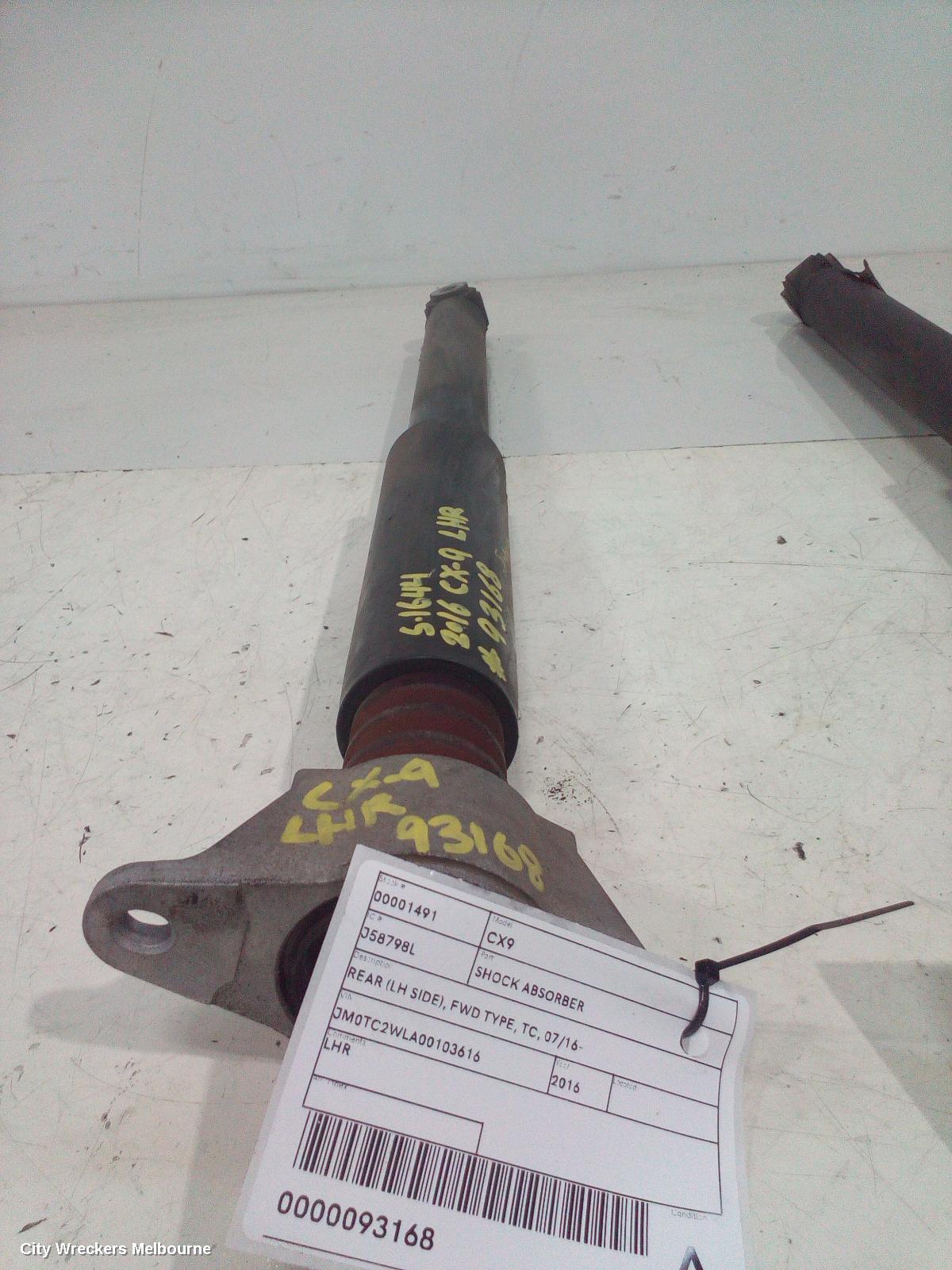 MAZDA CX9 SHOCK ABSORBER, REAR (LH SIDE), FWD TYPE, TC, 07/2016 ONWARDS