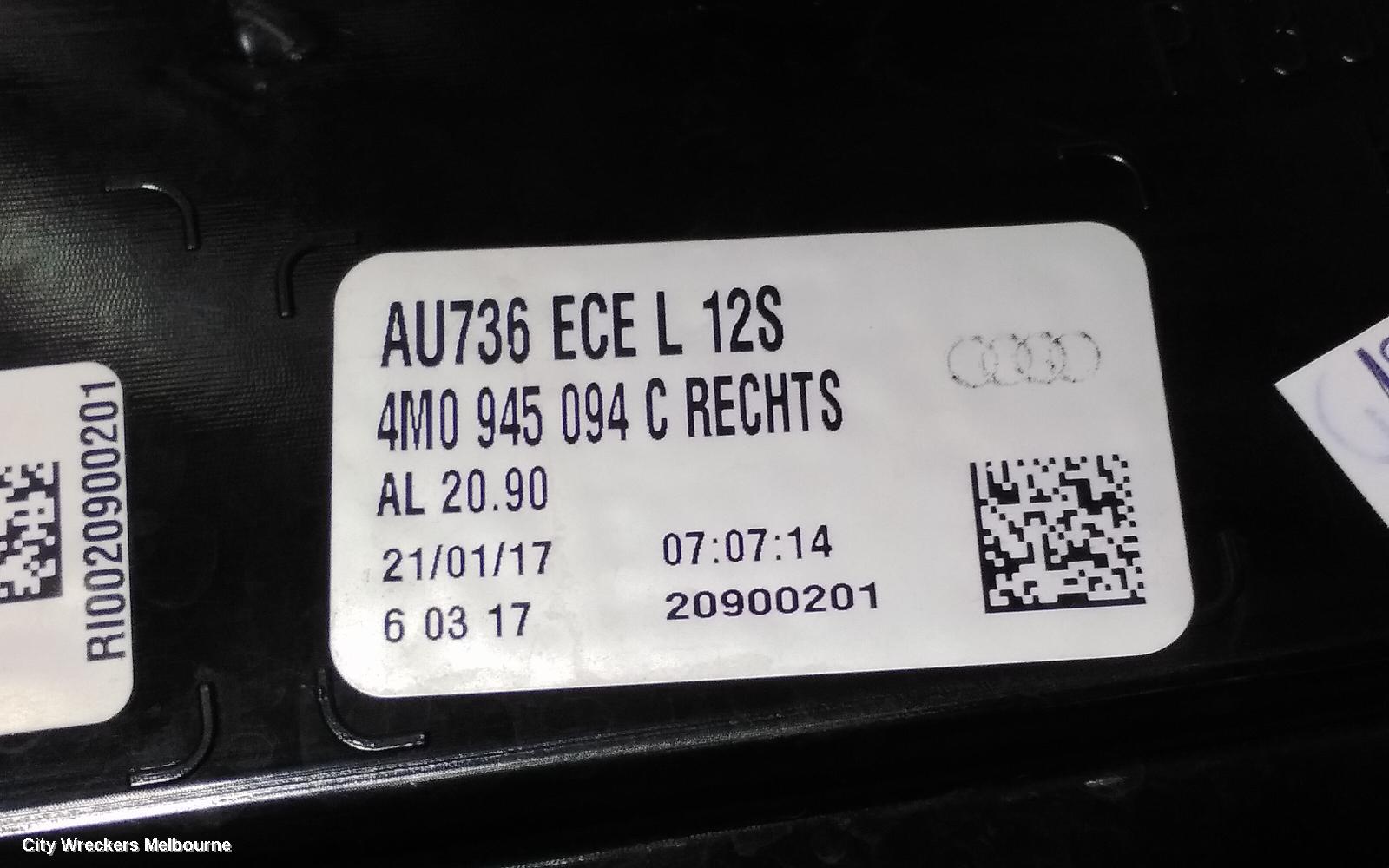 AUDI Q7 RIGHT TAILLIGHT, 4M, IN LIFTGATE, OPT 8SK 4PIN, 09/2015 - 03/2020