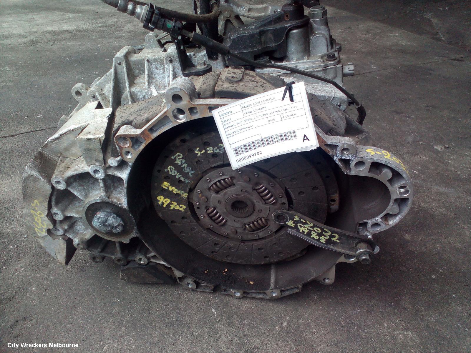 LAND ROVER RANGEROVER EVOQUE TRANS/GEARBOX, MANUAL, AWD, DIESEL, 2.2, TURBO, 6 SPEED, L538, 11/2011 - 08/2015