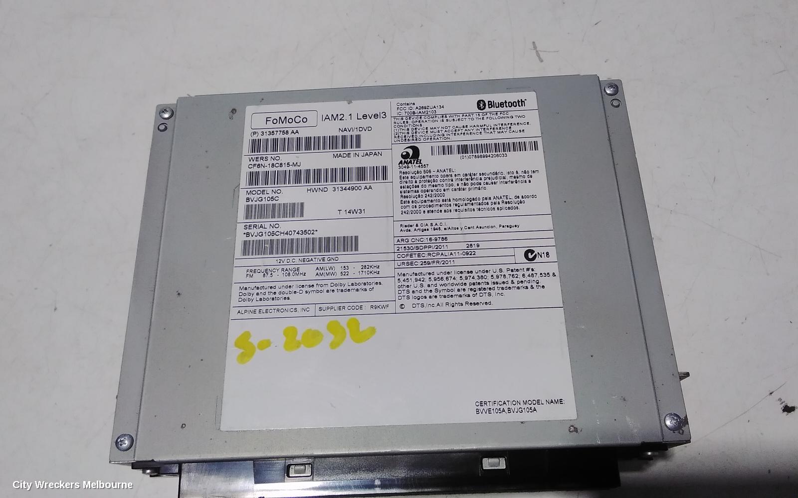 LAND ROVER RANGEROVER EVOQUE RADIO/CD/DVD/SAT/TV, DISPLAY SCREEN, L538, 11/2011 - 01/2019