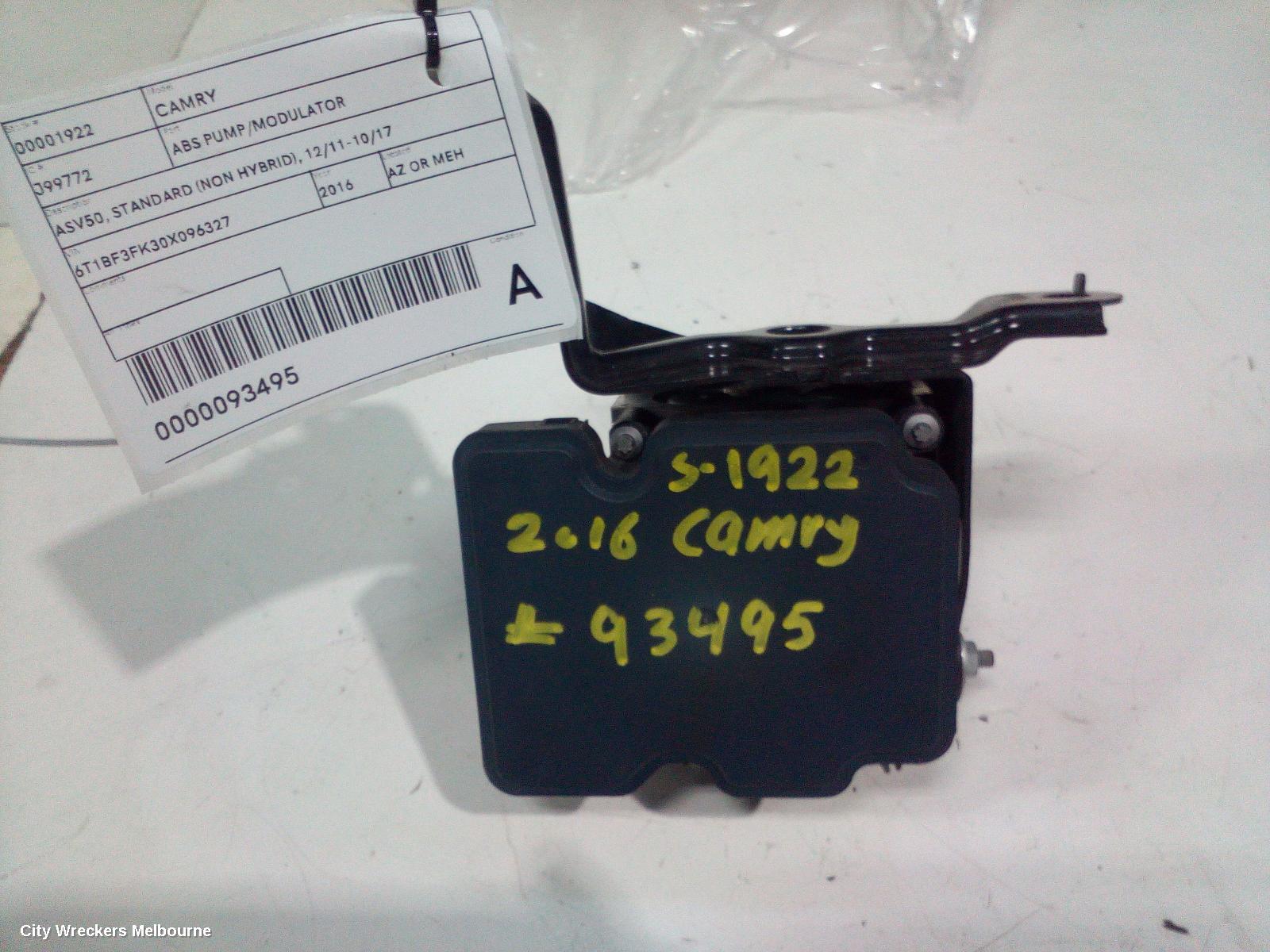 TOYOTA CAMRY ABS PUMP/MODULATOR, ASV50, STANDARD (NON HYBRID), P/N 4405006320, 05/2015 - 10/2017