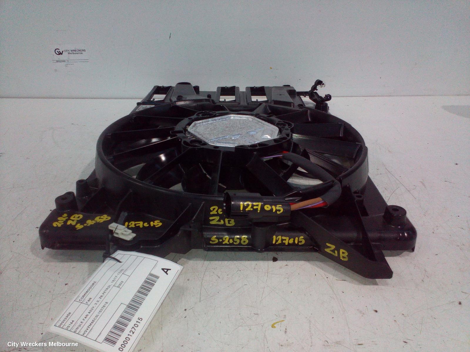 HOLDEN COMMODORE FAN, SINGLE FAN ASSY, 2.0, ZB,PETROL, 10/2017 - 12/2020