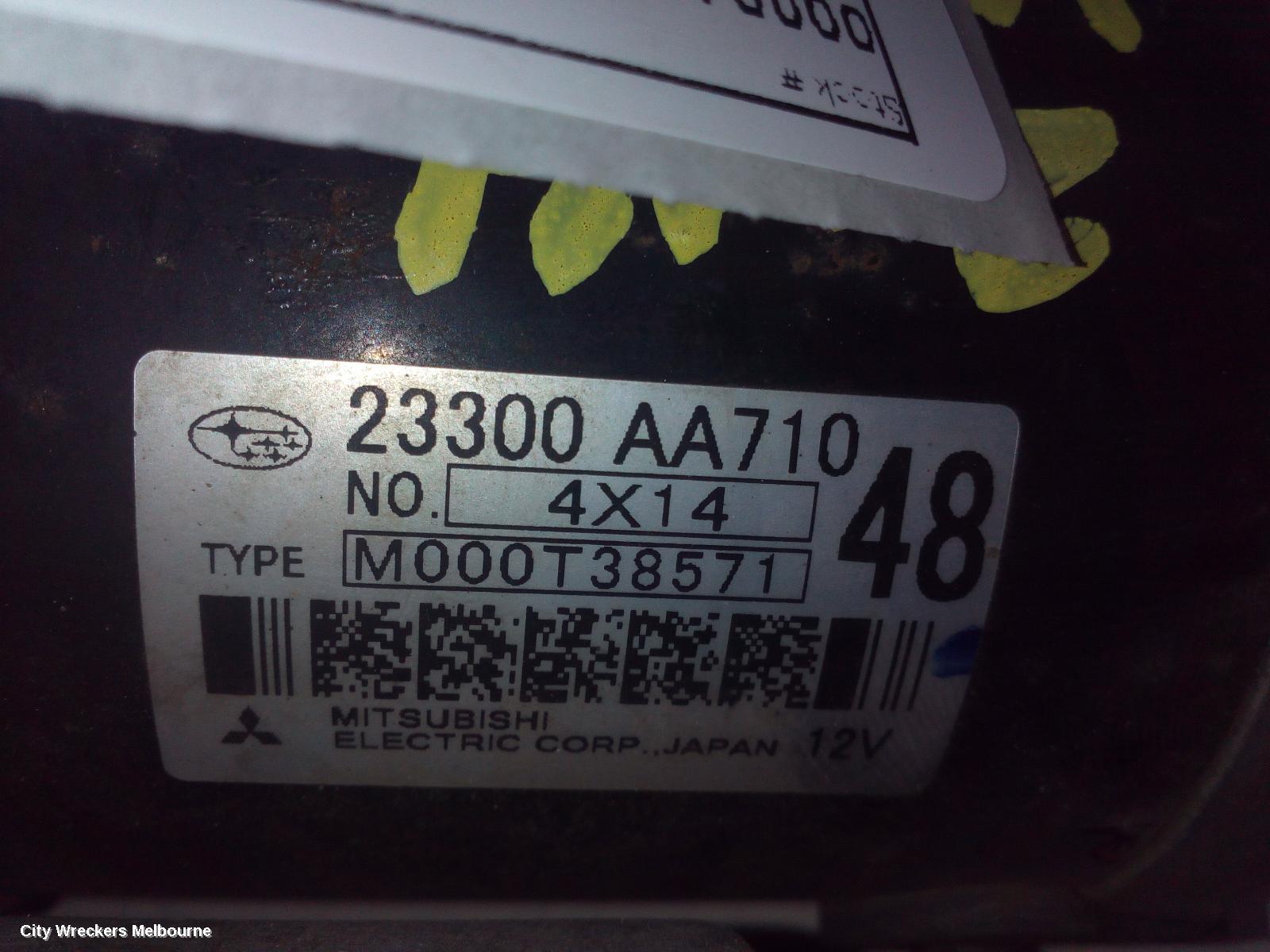 SUBARU WRX STARTER, PETROL, FA20, TURBO, AUTO, CVT, V1, 03/2014 - 10/2021