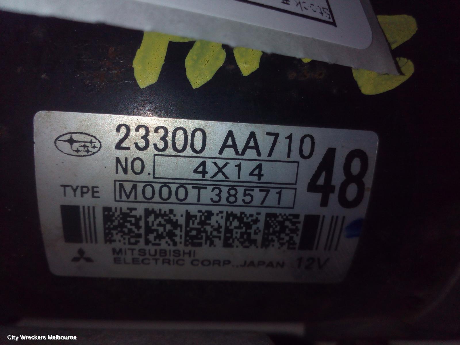 SUBARU WRX STARTER, PETROL, FA20, TURBO, AUTO, CVT, V1, 03/2014 - 10/2021