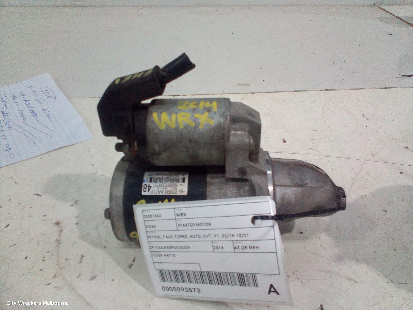 SUBARU WRX STARTER, PETROL, FA20, TURBO, AUTO, CVT, V1, 03/2014 - 10/2021