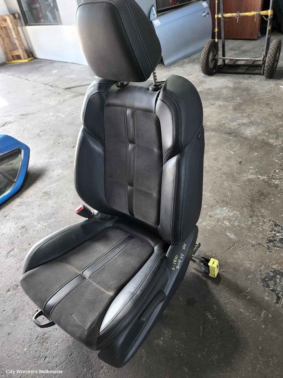 HOLDEN COMMODORE FRONT SEAT, LH FRONT, VF, SEDAN/WAGON, LEATHER (KENETIC SUEDE/SPORTEC), BLACK, SS/SV6, 05/2013 - 12/2017