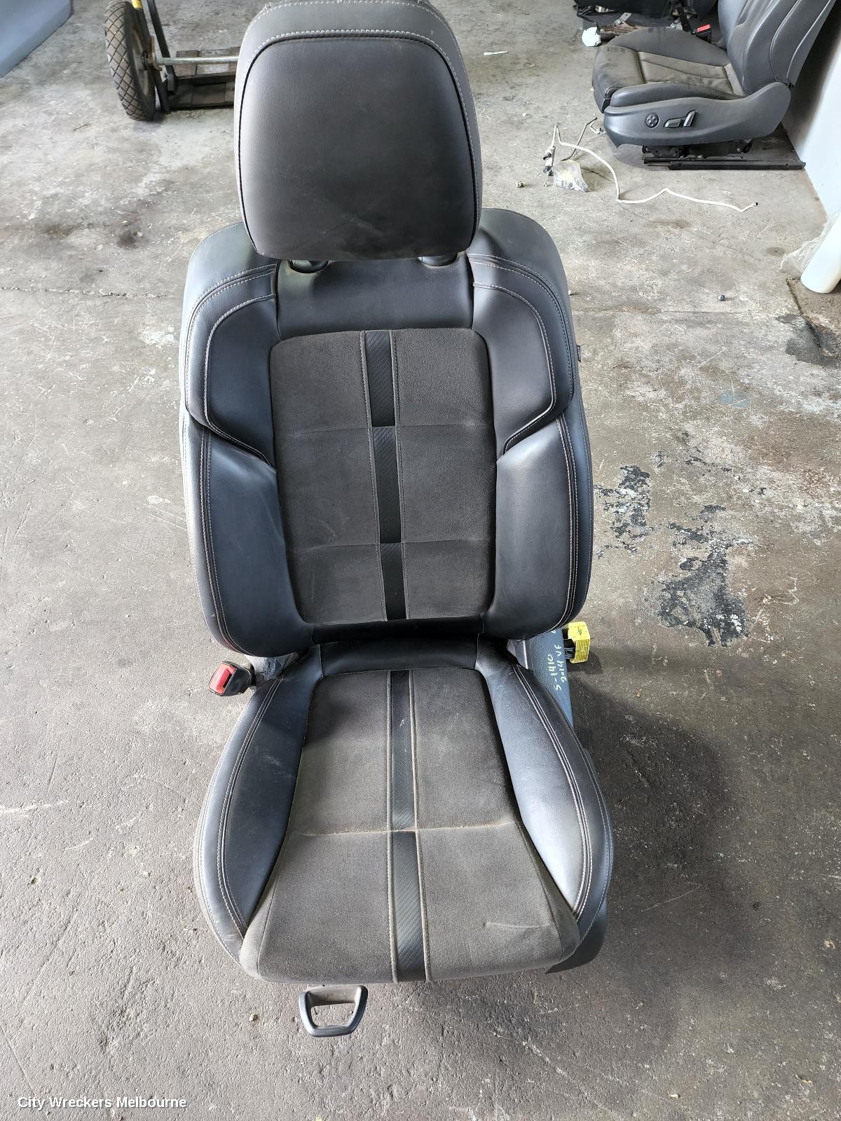 HOLDEN COMMODORE FRONT SEAT, LH FRONT, VF, SEDAN/WAGON, LEATHER (KENETIC SUEDE/SPORTEC), BLACK, SS/SV6, 05/2013 - 12/2017